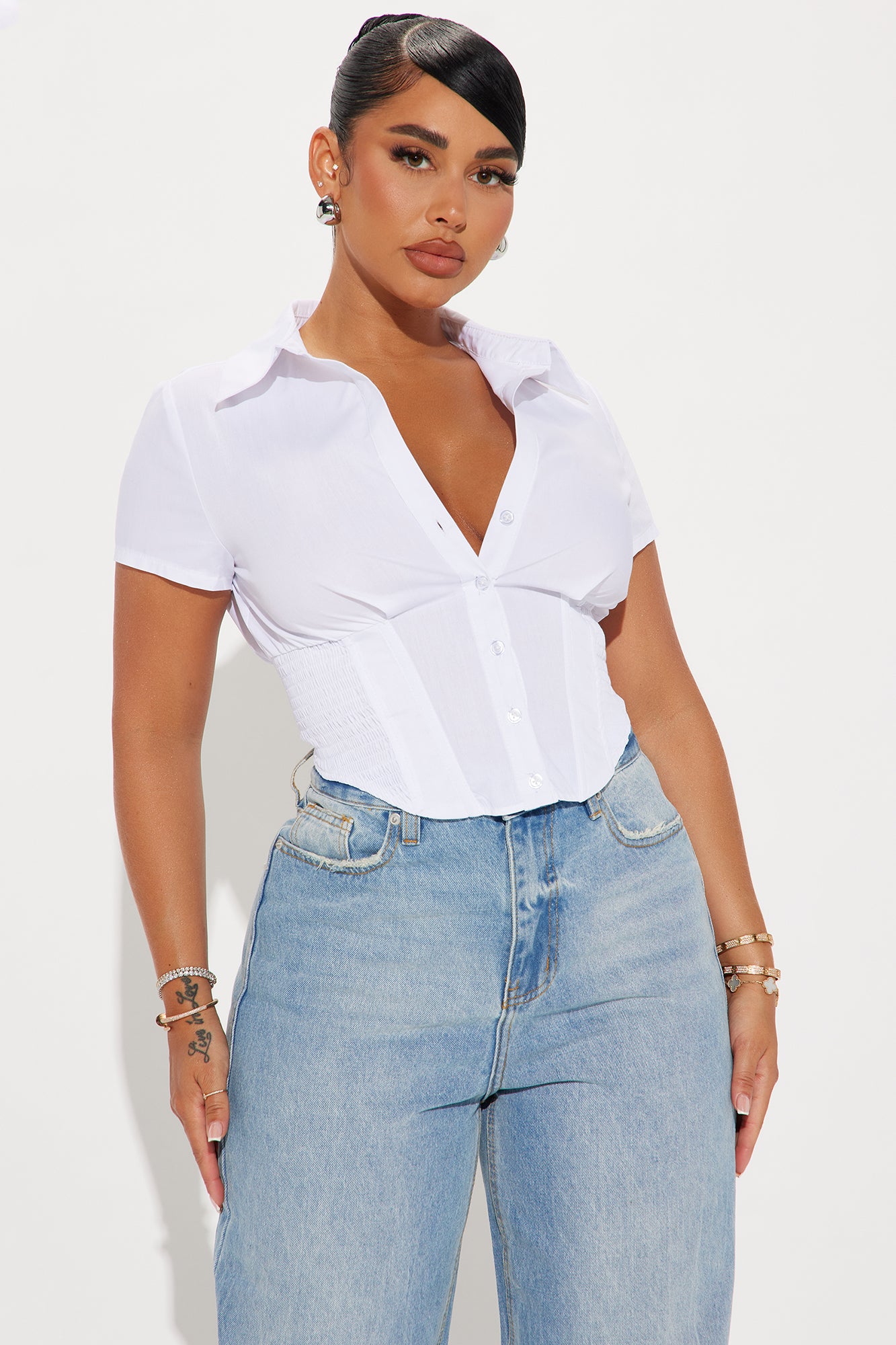 Endless Talks Short Sleeve Corset Top