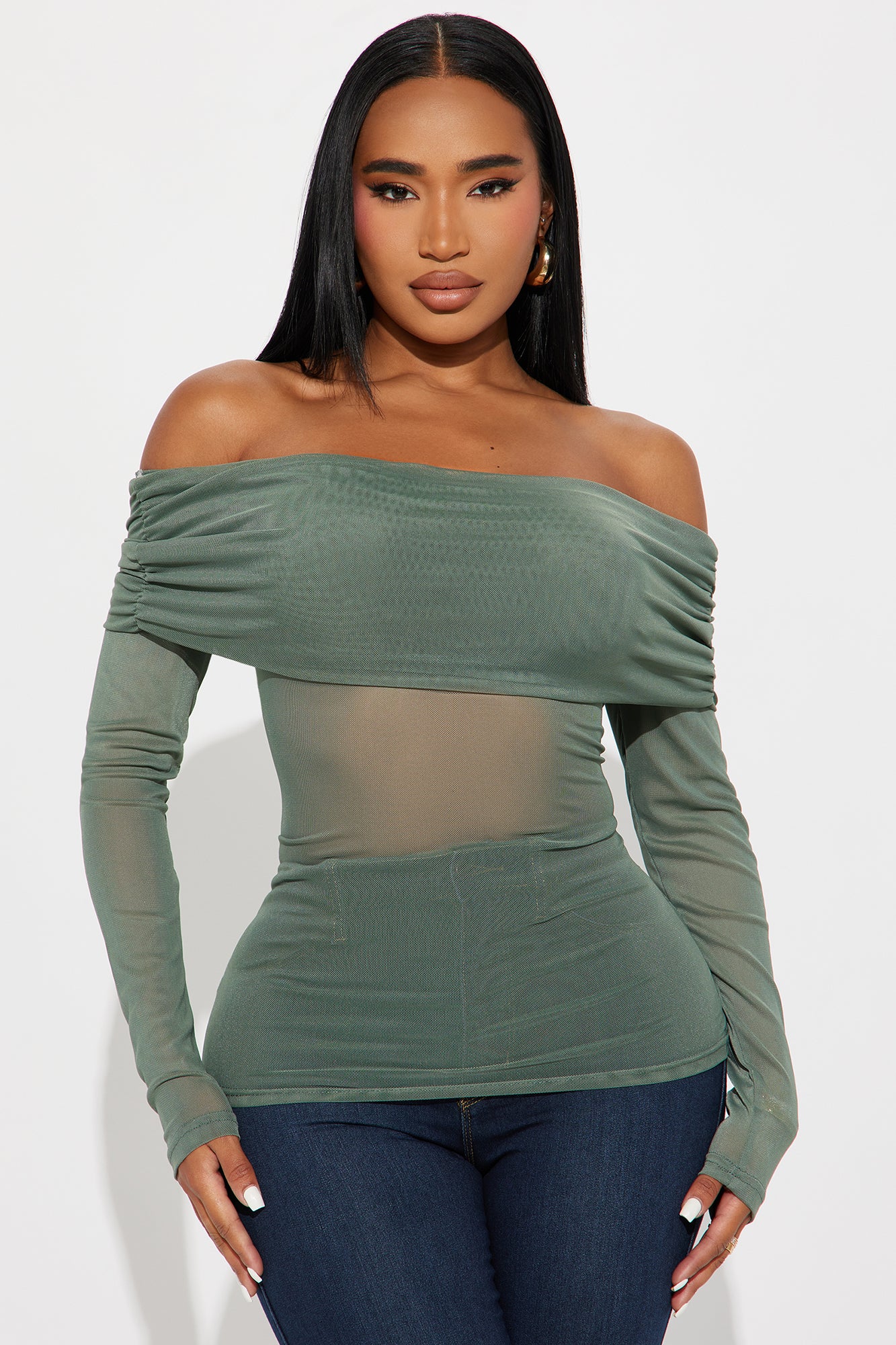 Gina Off Shoulder Mesh Top