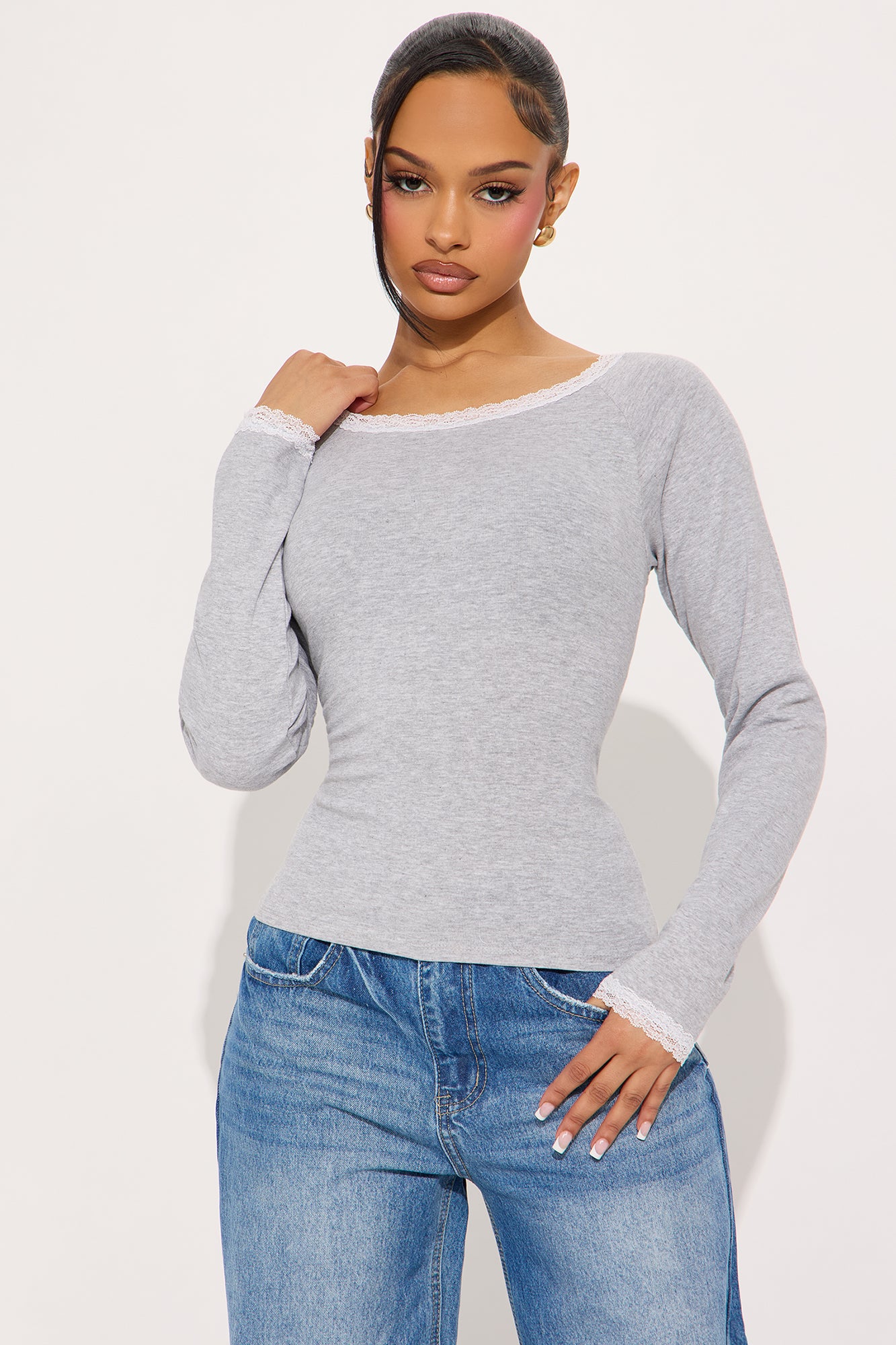 Lana Lace Trim Boat Neck Top