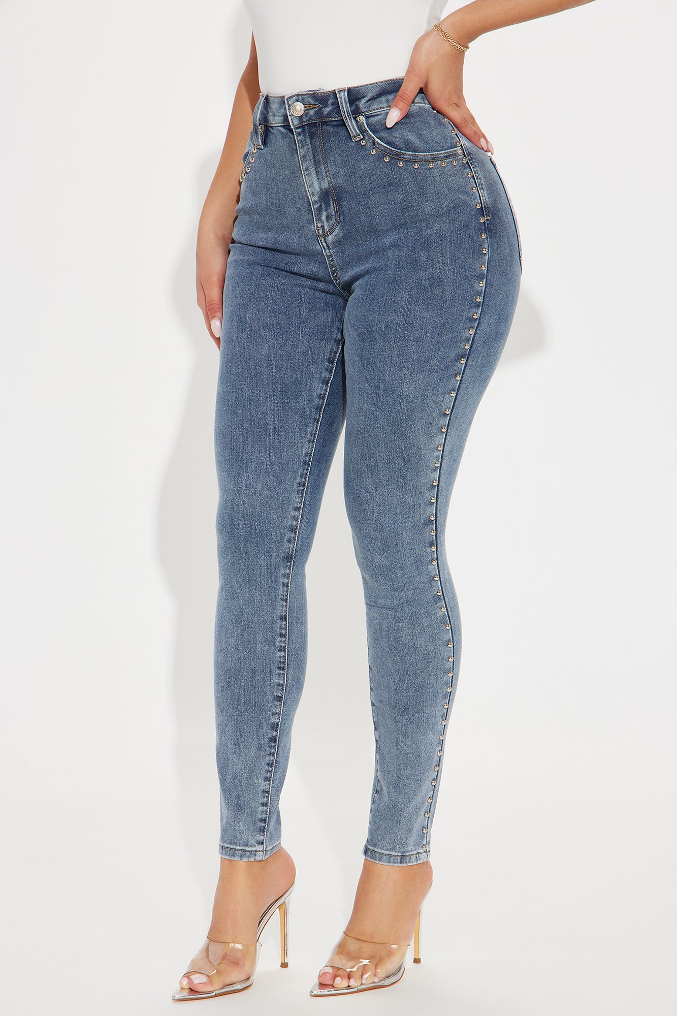 A Different Vibe Studded Stretch Skinny Jeans