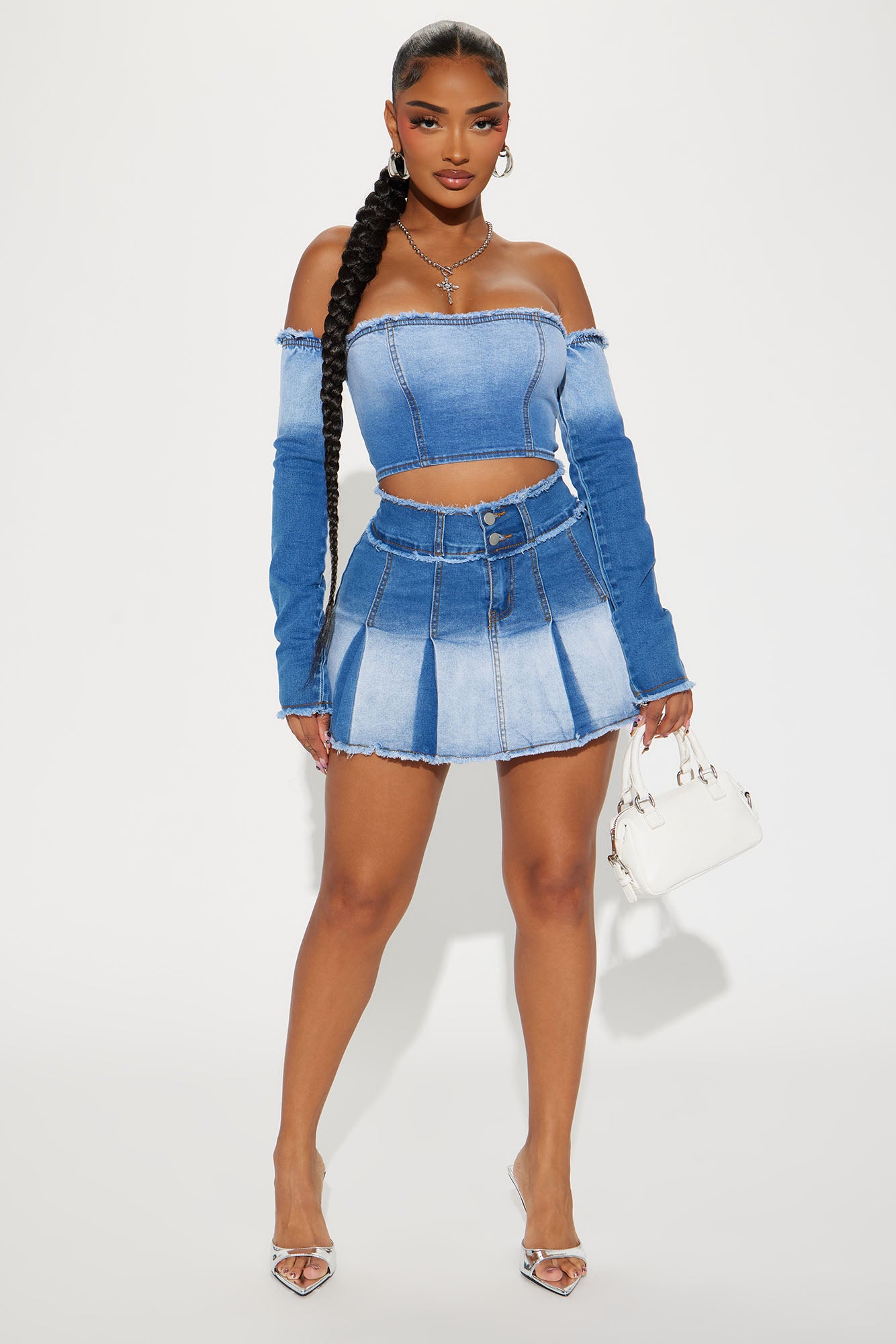 Logan Washed Denim Skirt Set