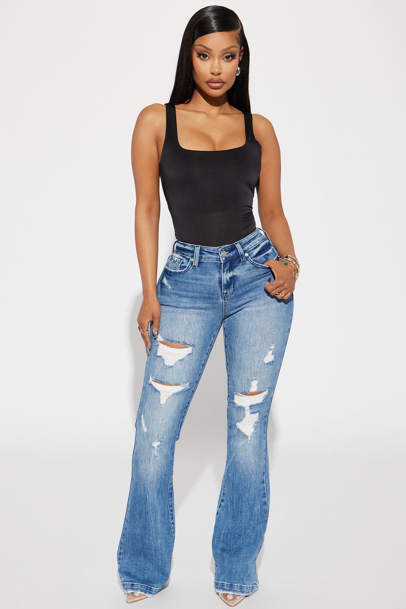 Marley Ripped Compression Flare Jeans