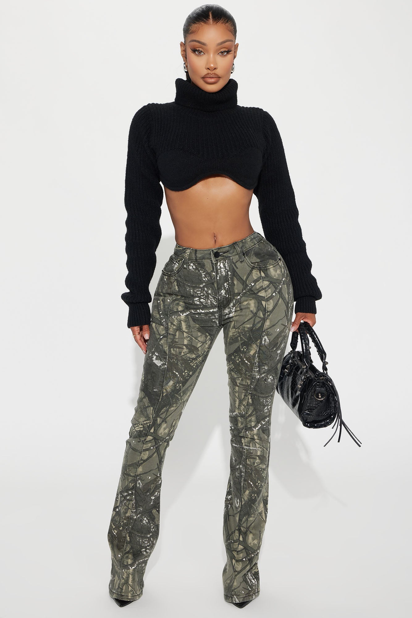 Commanding Attention Camo Stretch Flare Jeans