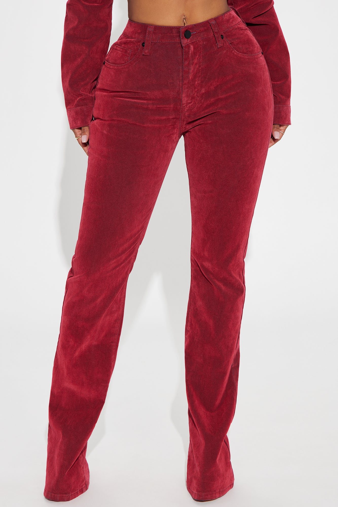 Not Like Us Stretch Velvet Flocked Flare Jeans
