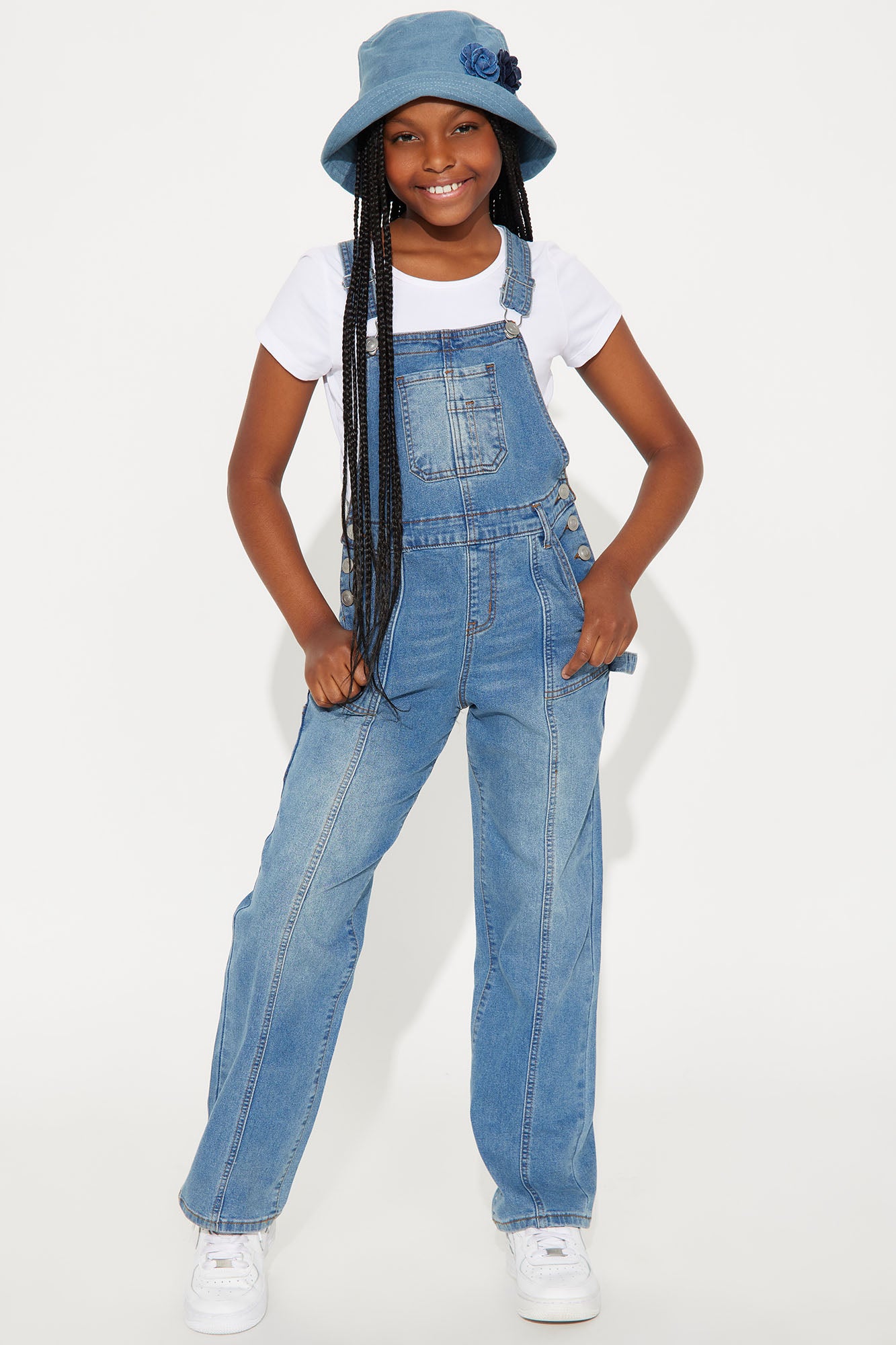 Mini No Limits Seamed Utility Denim Overalls