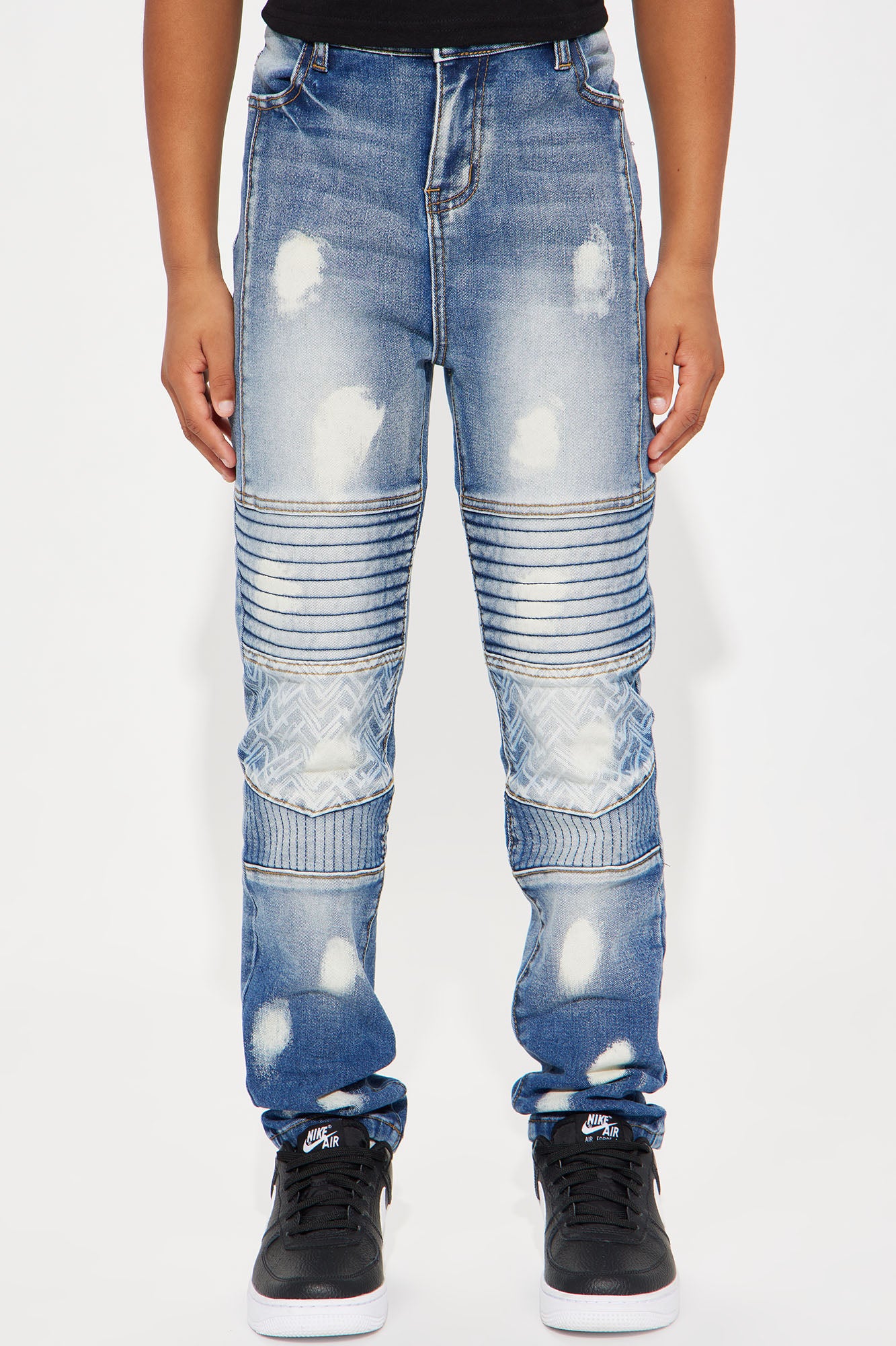 Mini Pleated Seam Moto Skinny Jean
