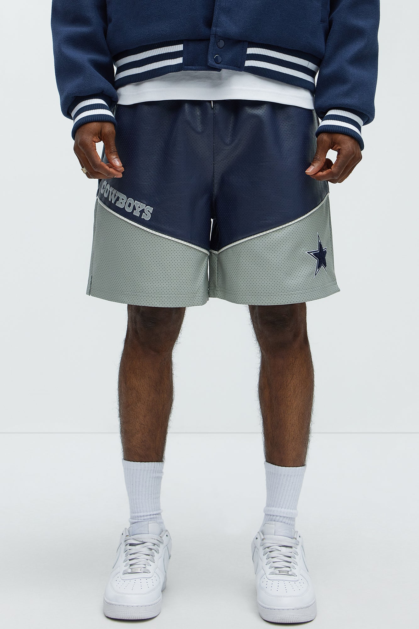 Cowboys Up And Down The Court Faux Leather Shorts