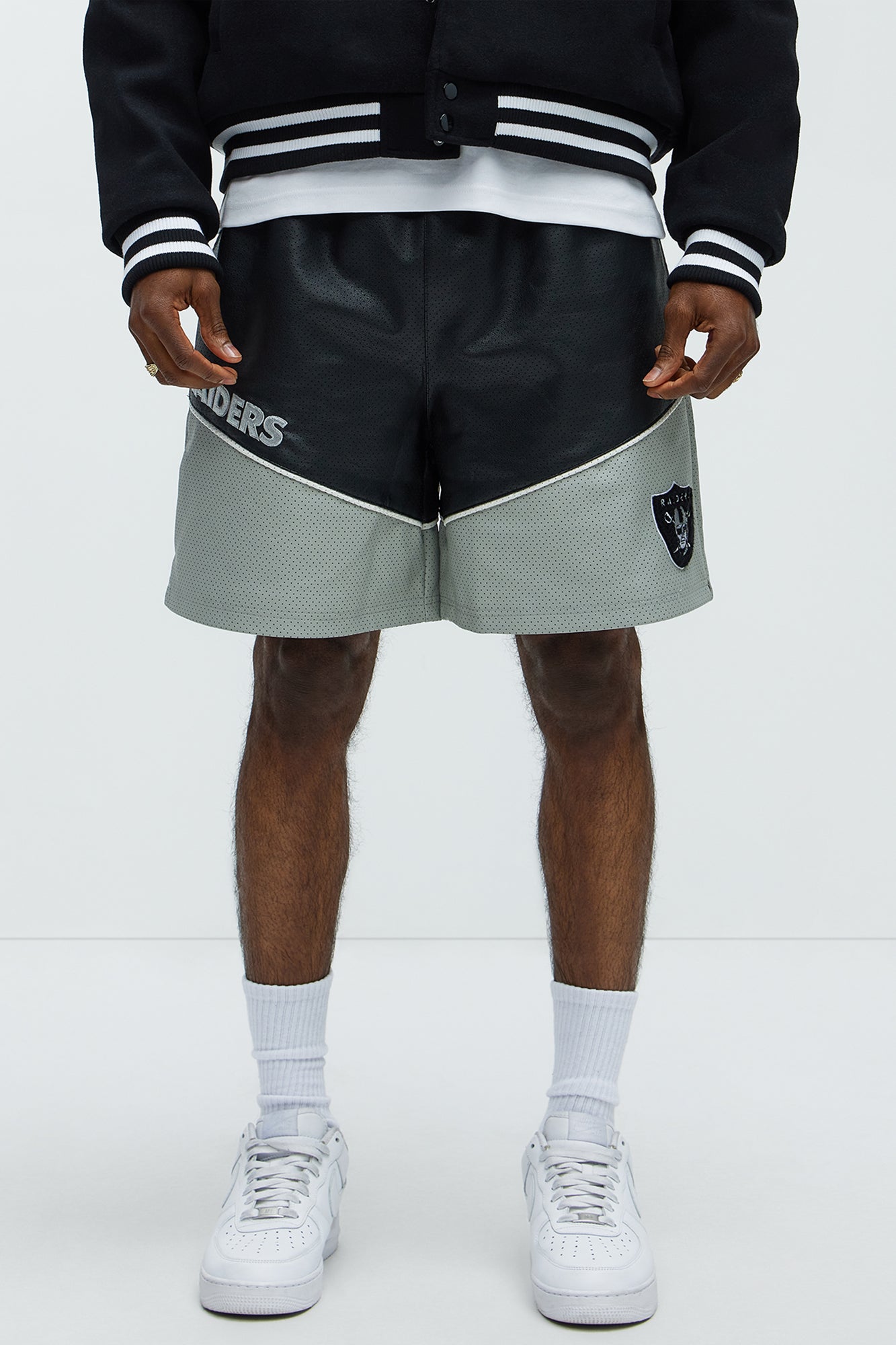 Raiders Up And Down The Court Faux Leather Shorts