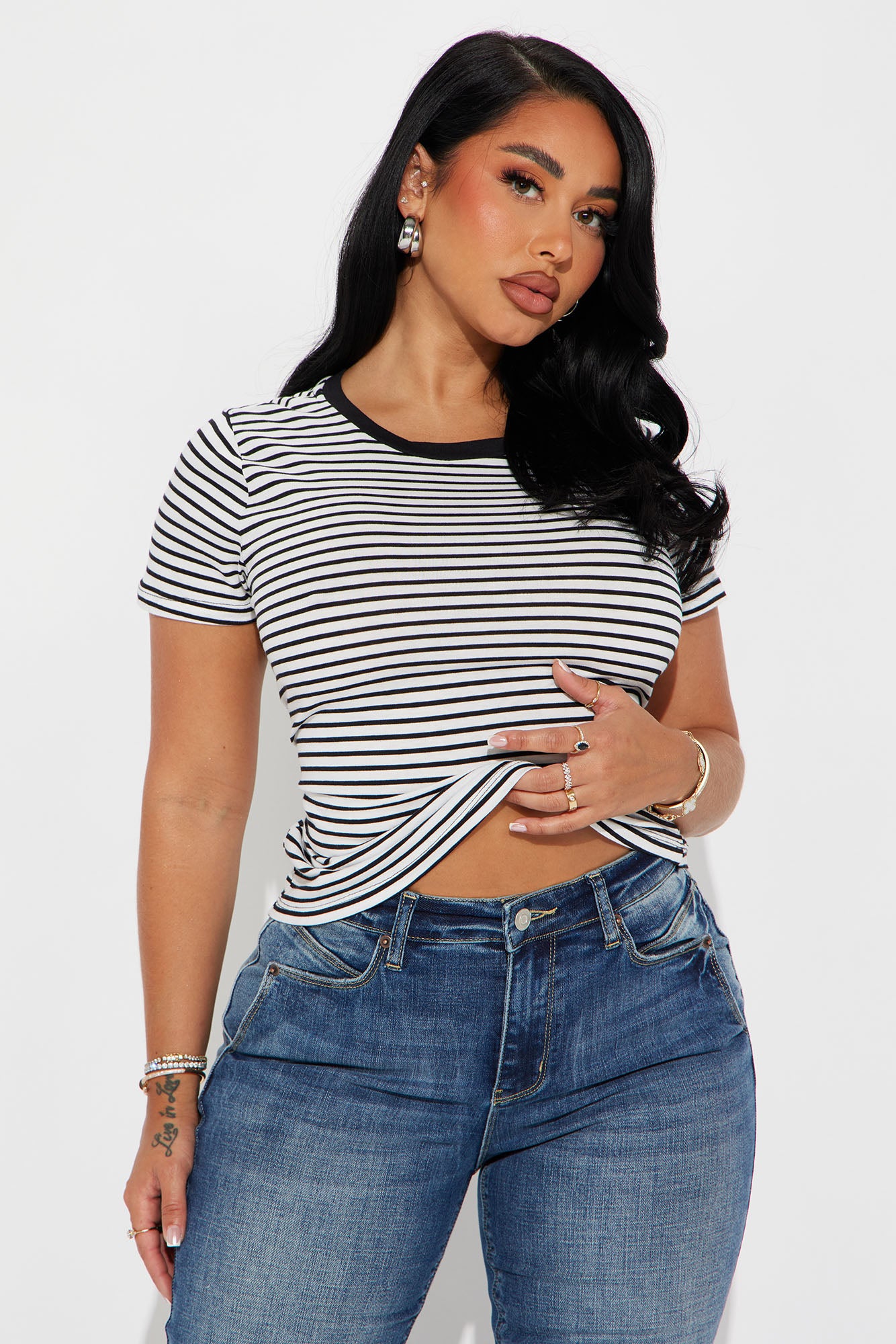 Avery Striped Short Sleeve Top