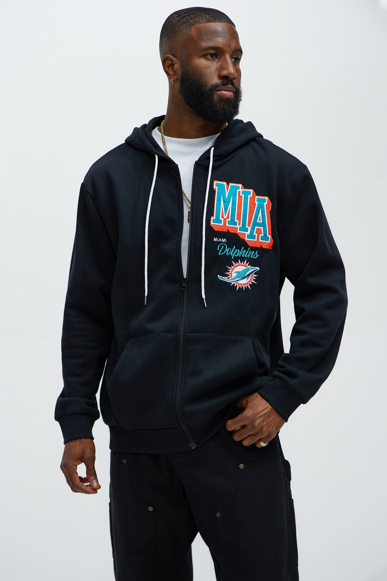 Dolphins Bold Zipp Hoodie