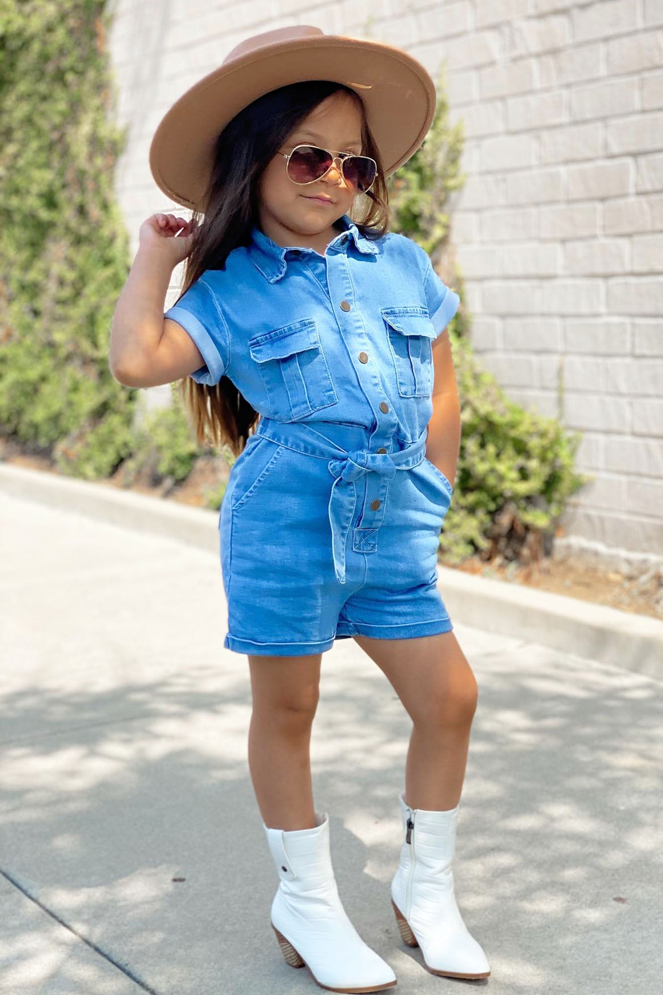 Mini Living Life Denim Romper