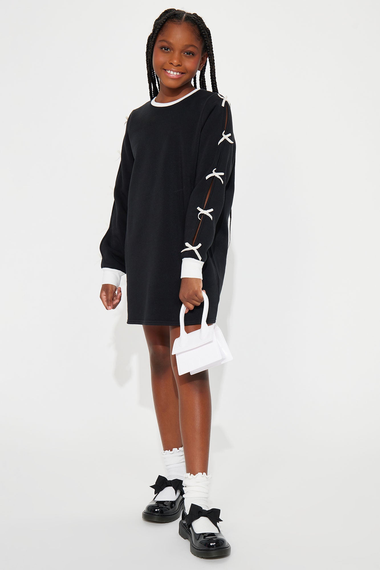 Mini Always Pretty Long Sleeve Bow Mini Dress