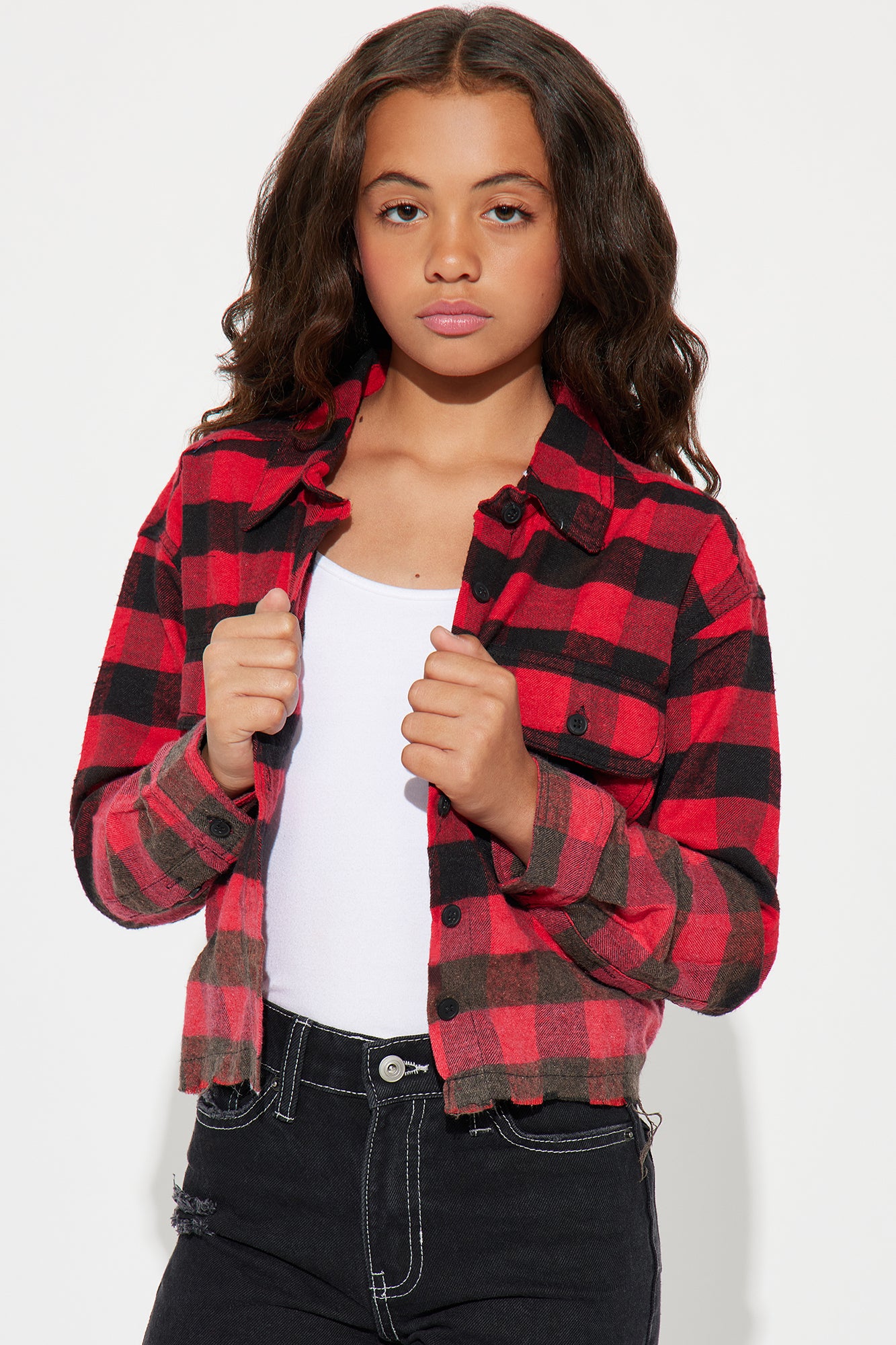 Mini Blake Fringe Hem Flannel Shirt