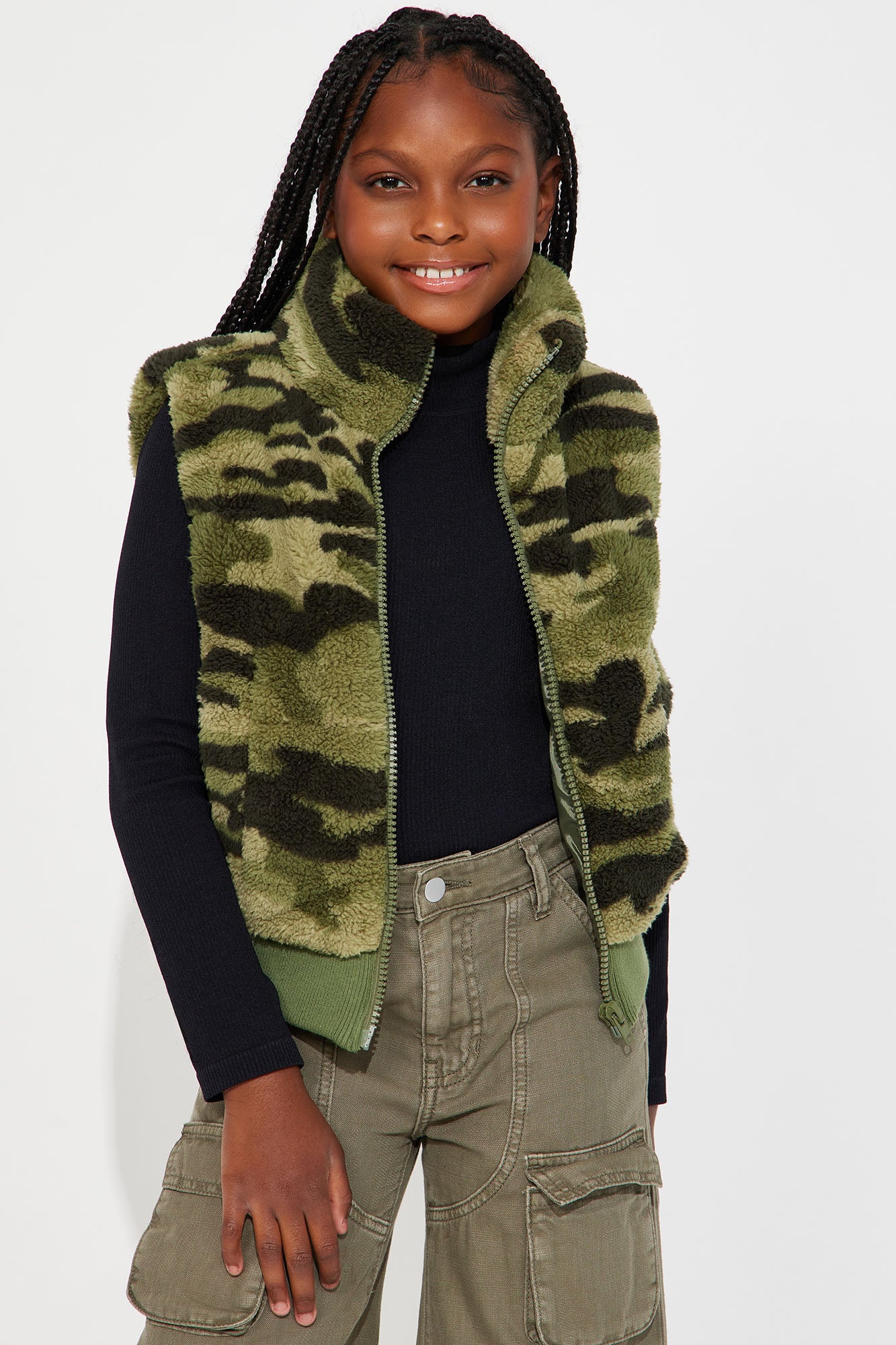 Mini Kiara Sherpa Printed Puffer Vest