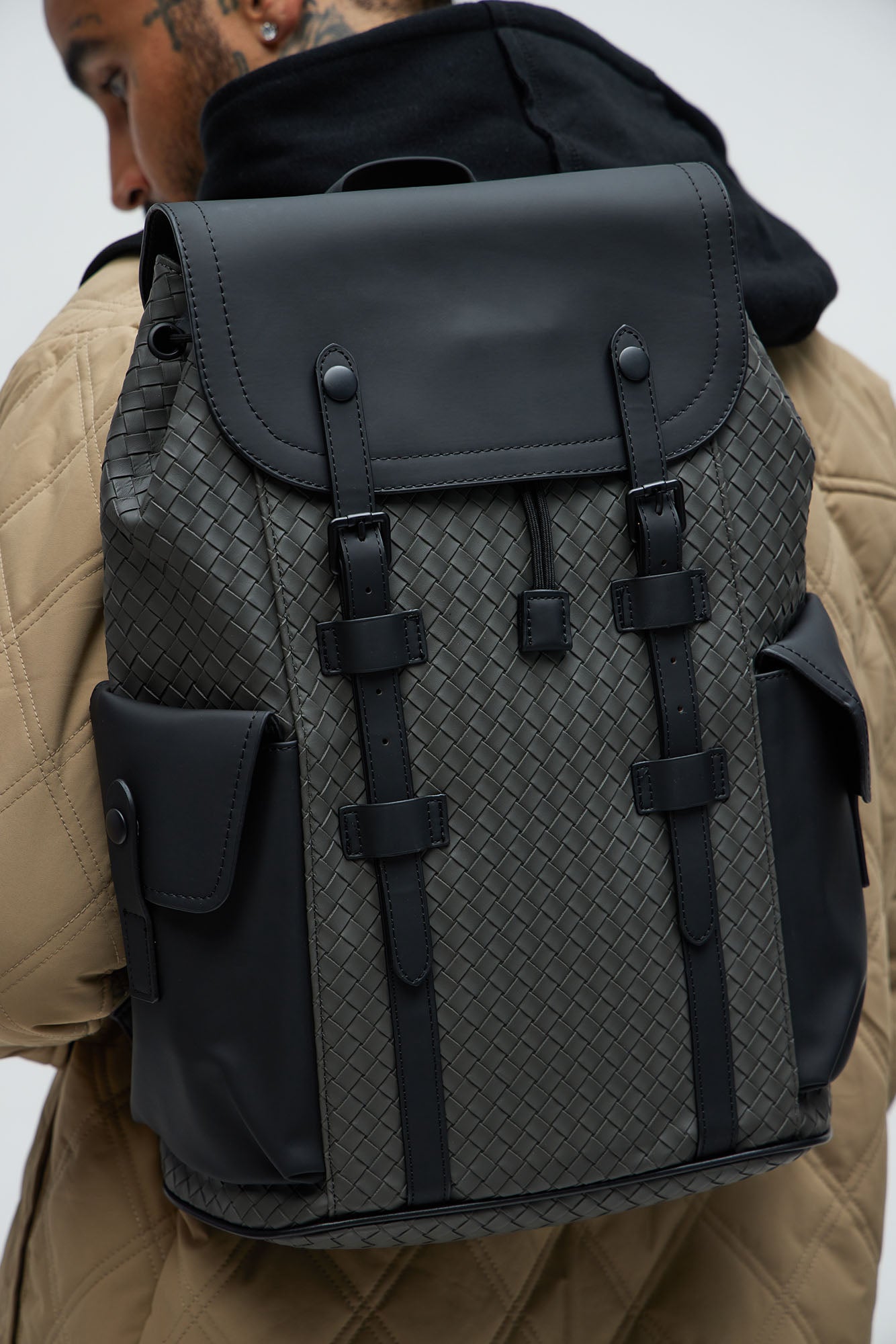 Rubberized Texture Flap Backpack