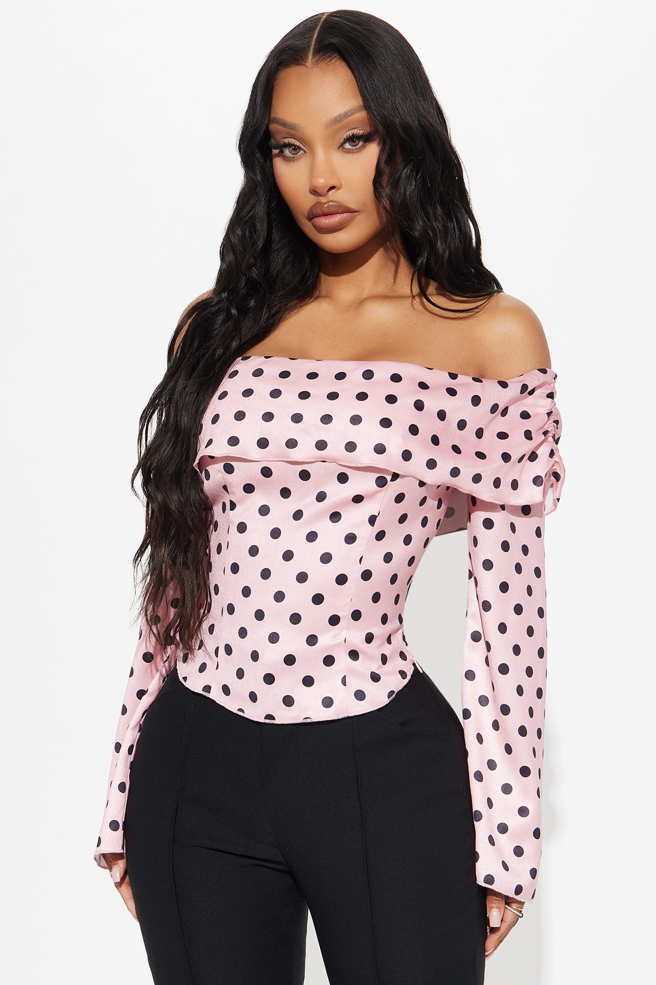Everlyn Satin Polka Dot Top