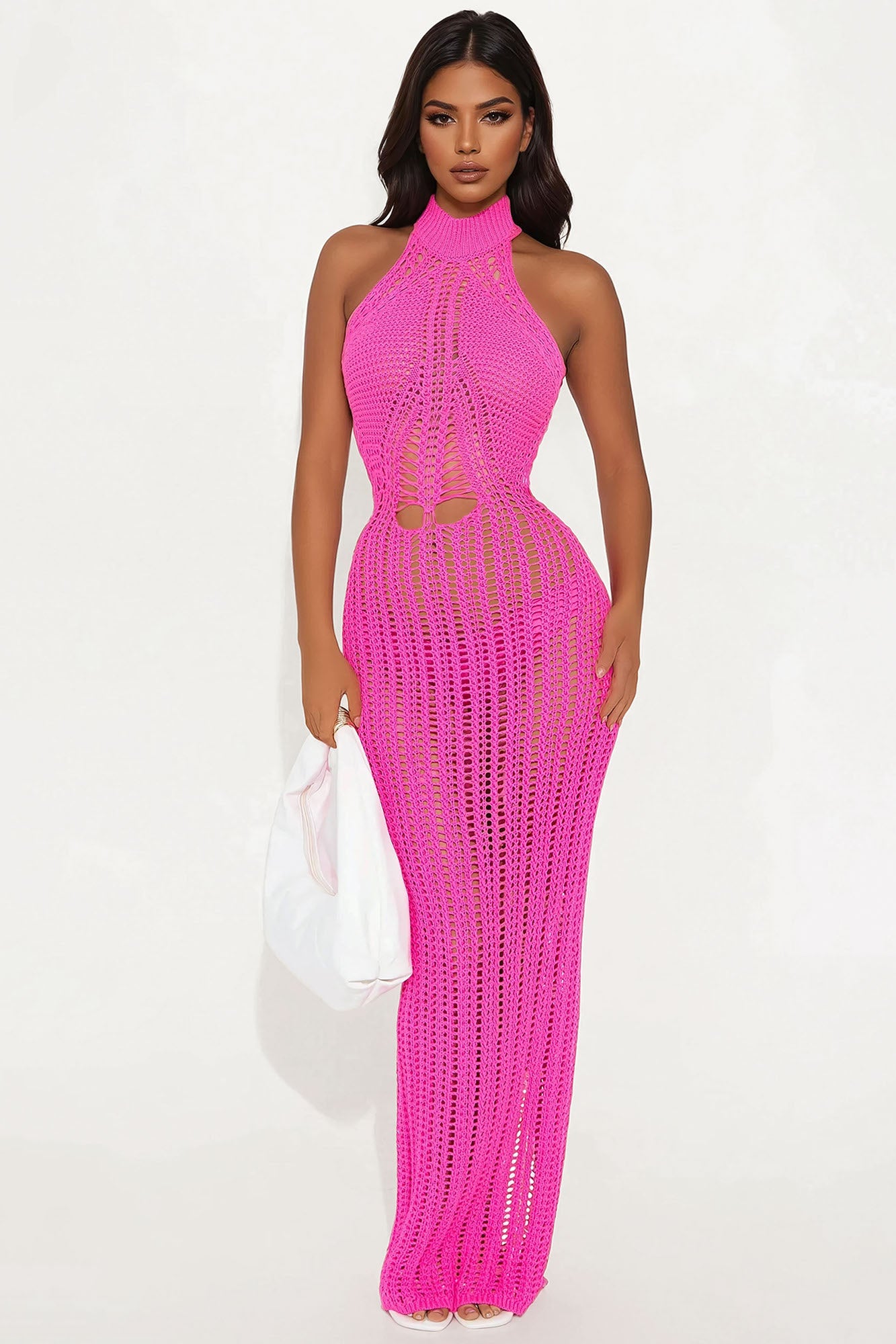 Elena High Neck Crochet Maxi Dress