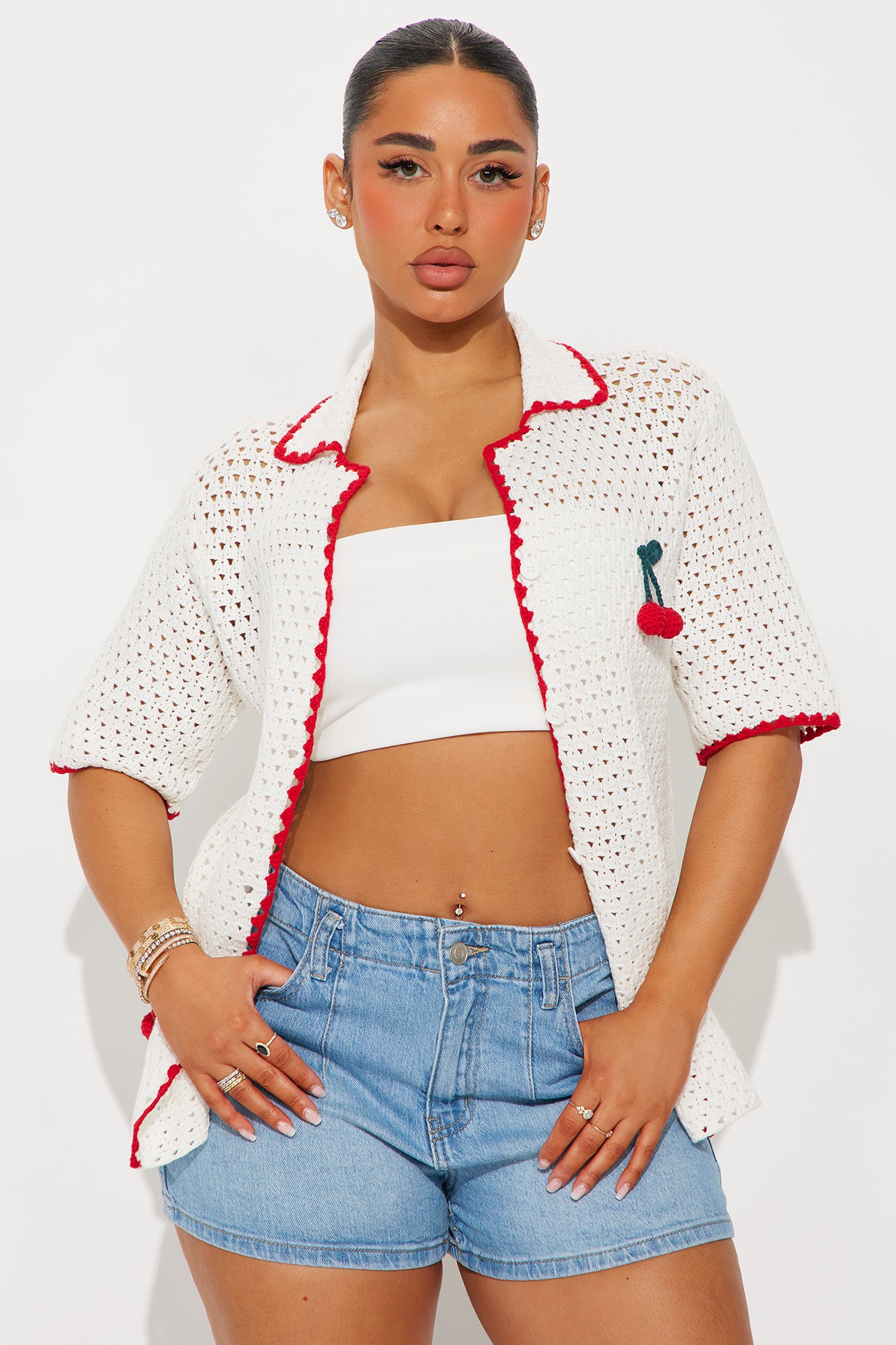 Give Me Cherries Crochet Shirt