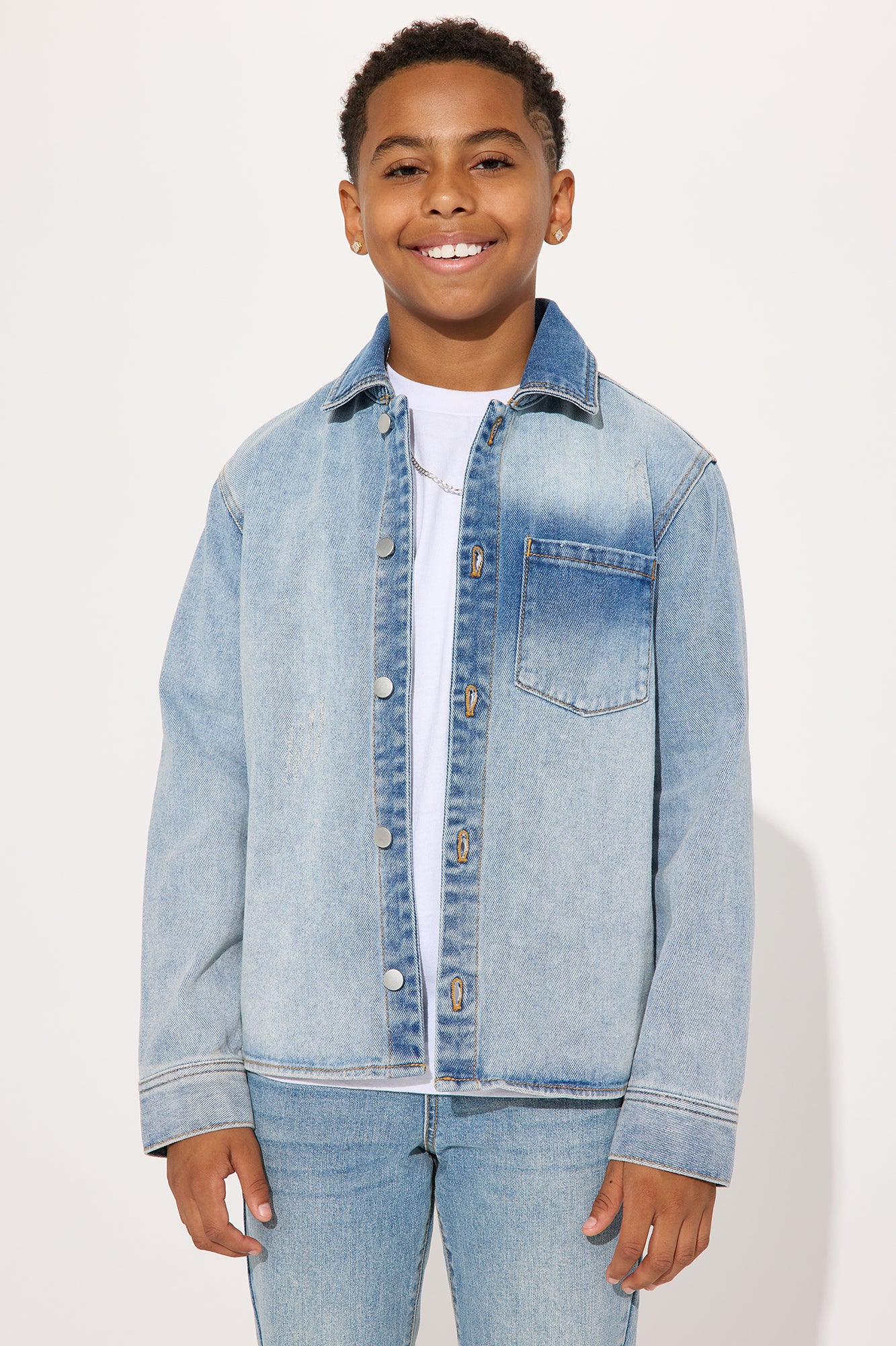Mini Sun Faded Denim Work Shirt