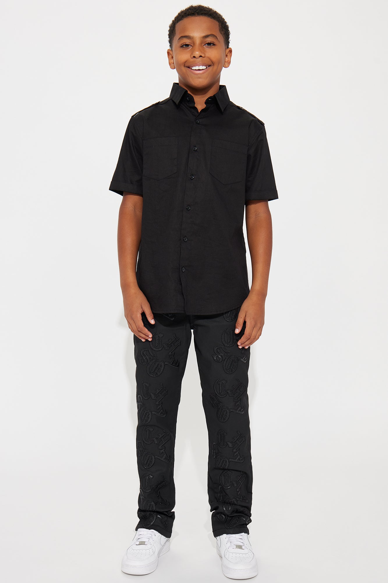 Mini Chaos Embroidery Straight Jeans