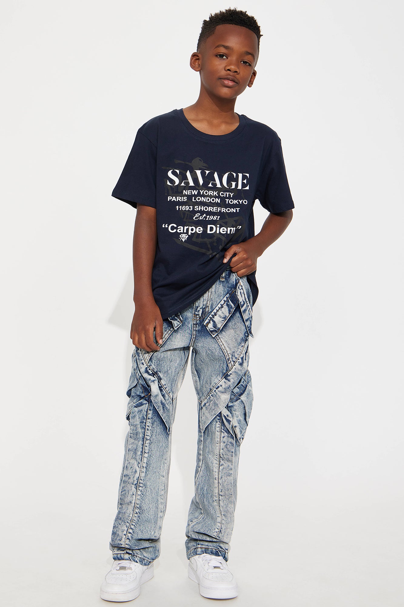 Mini Arlong Paneled Stacked Slim Flare Jeans