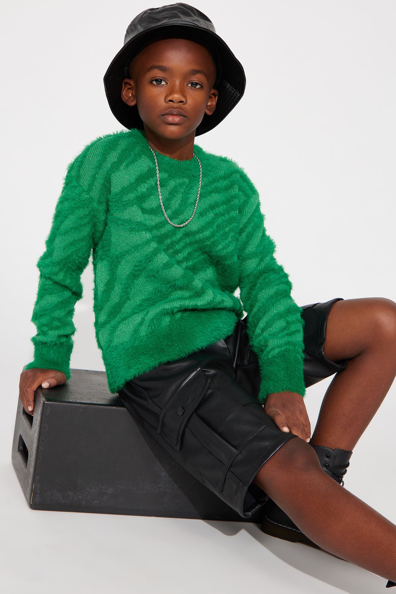 Mini Textured Crewneck Sweater