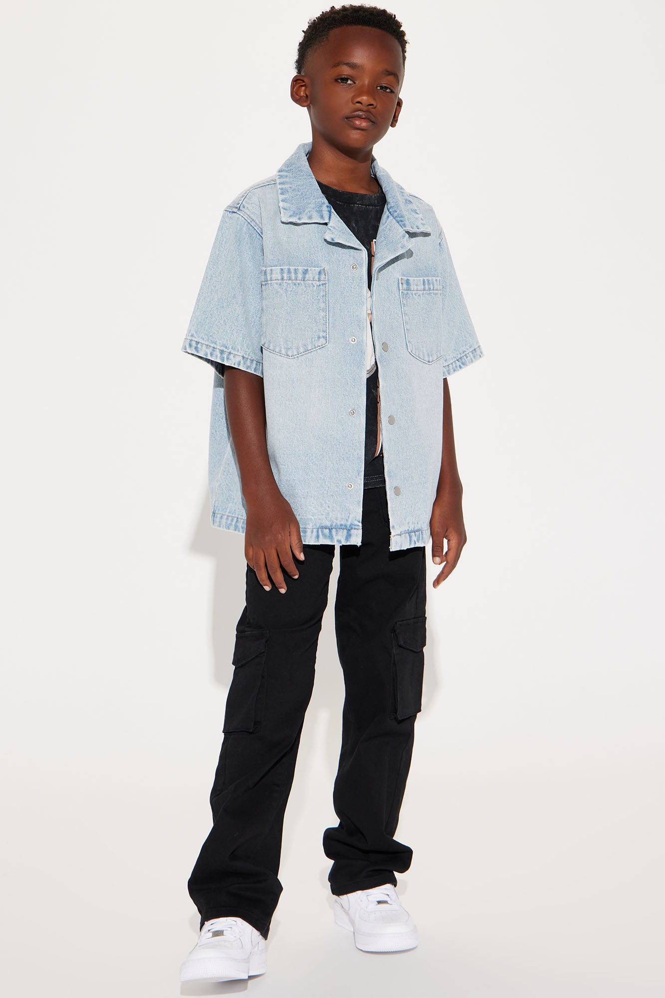 Mini Colin True Denim Button Up Shirt