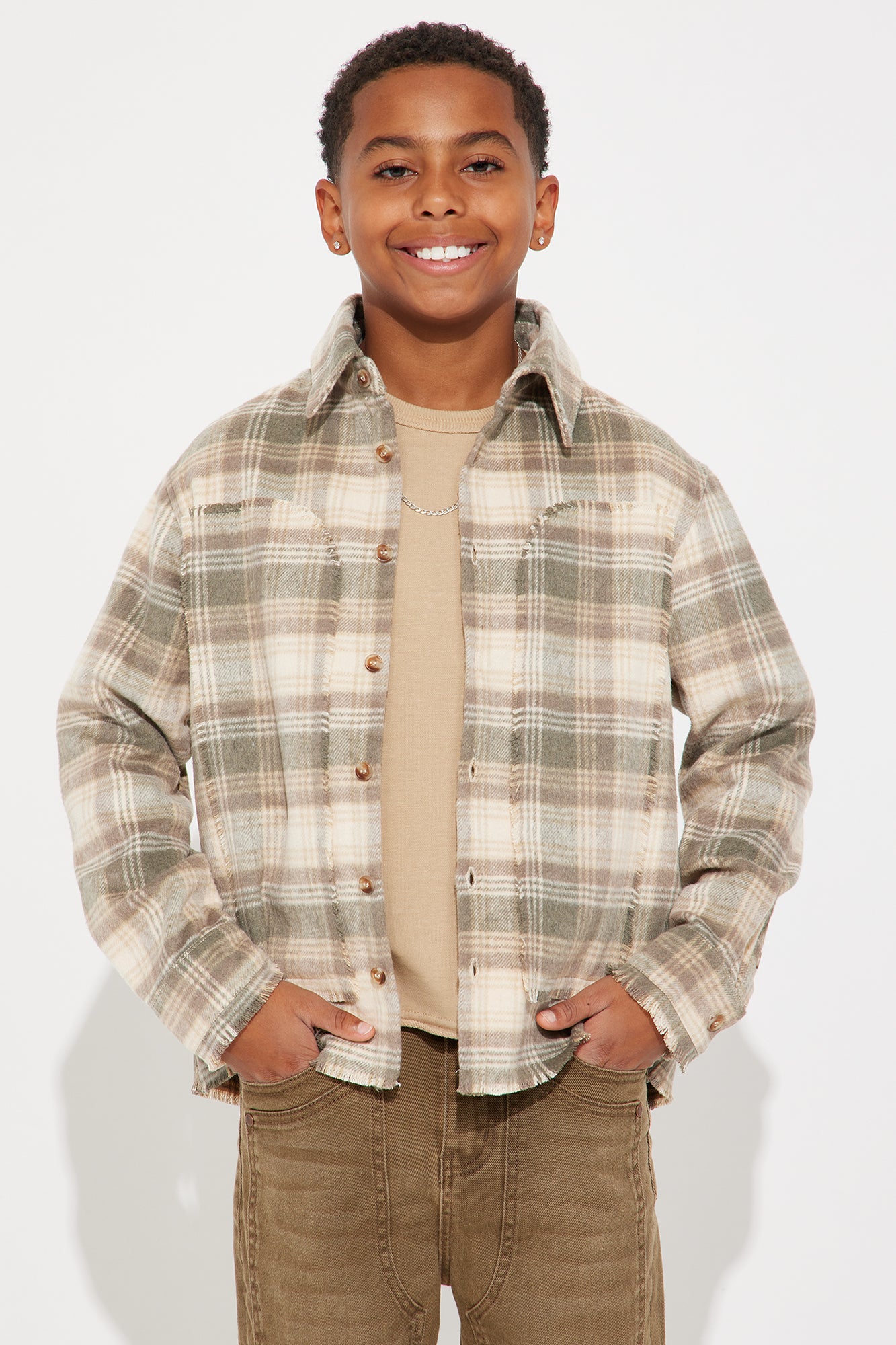 Mini Victory Frayed Flannel Overshirt