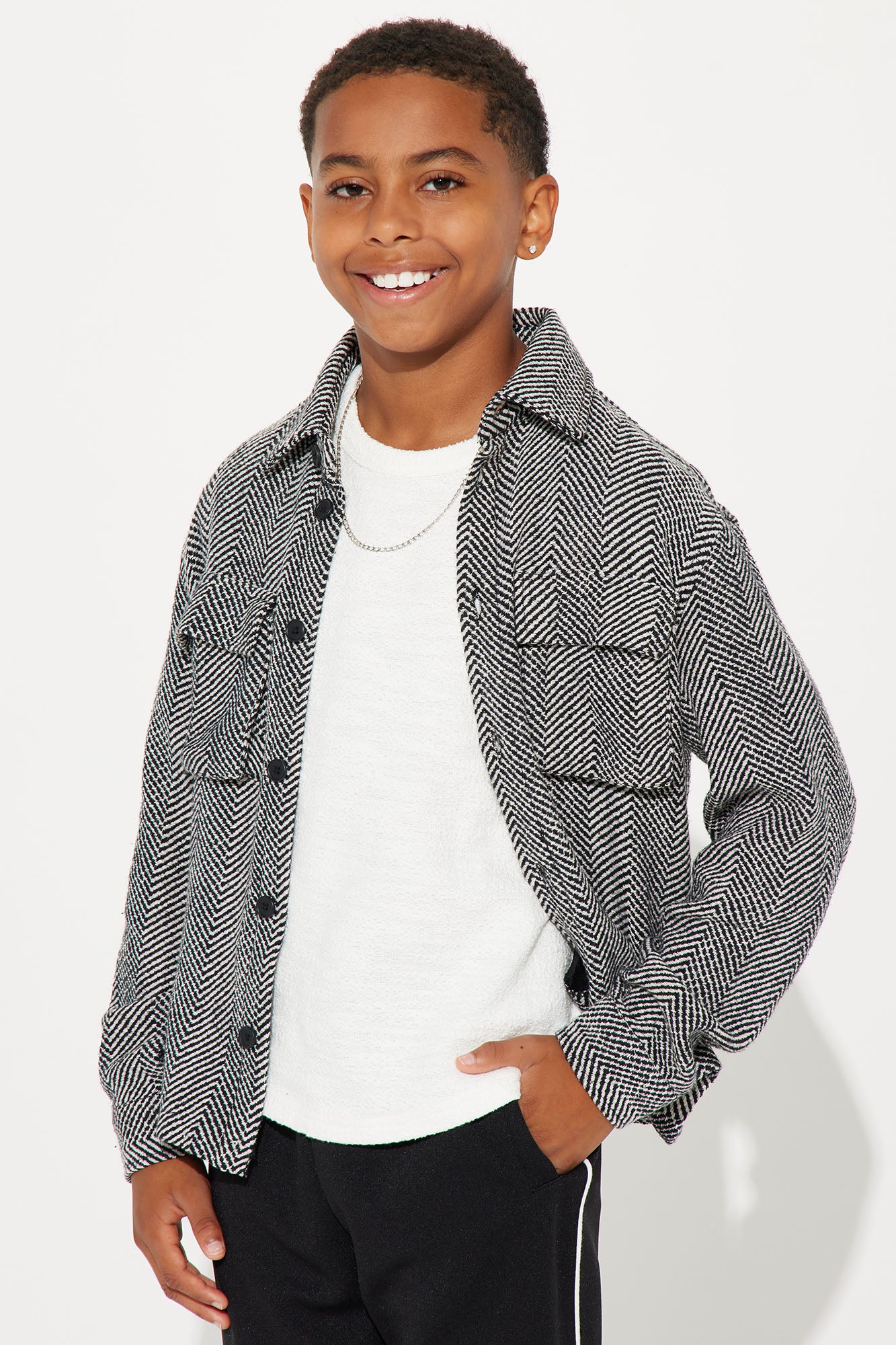 Mini Keystone Herringbone Overshirt