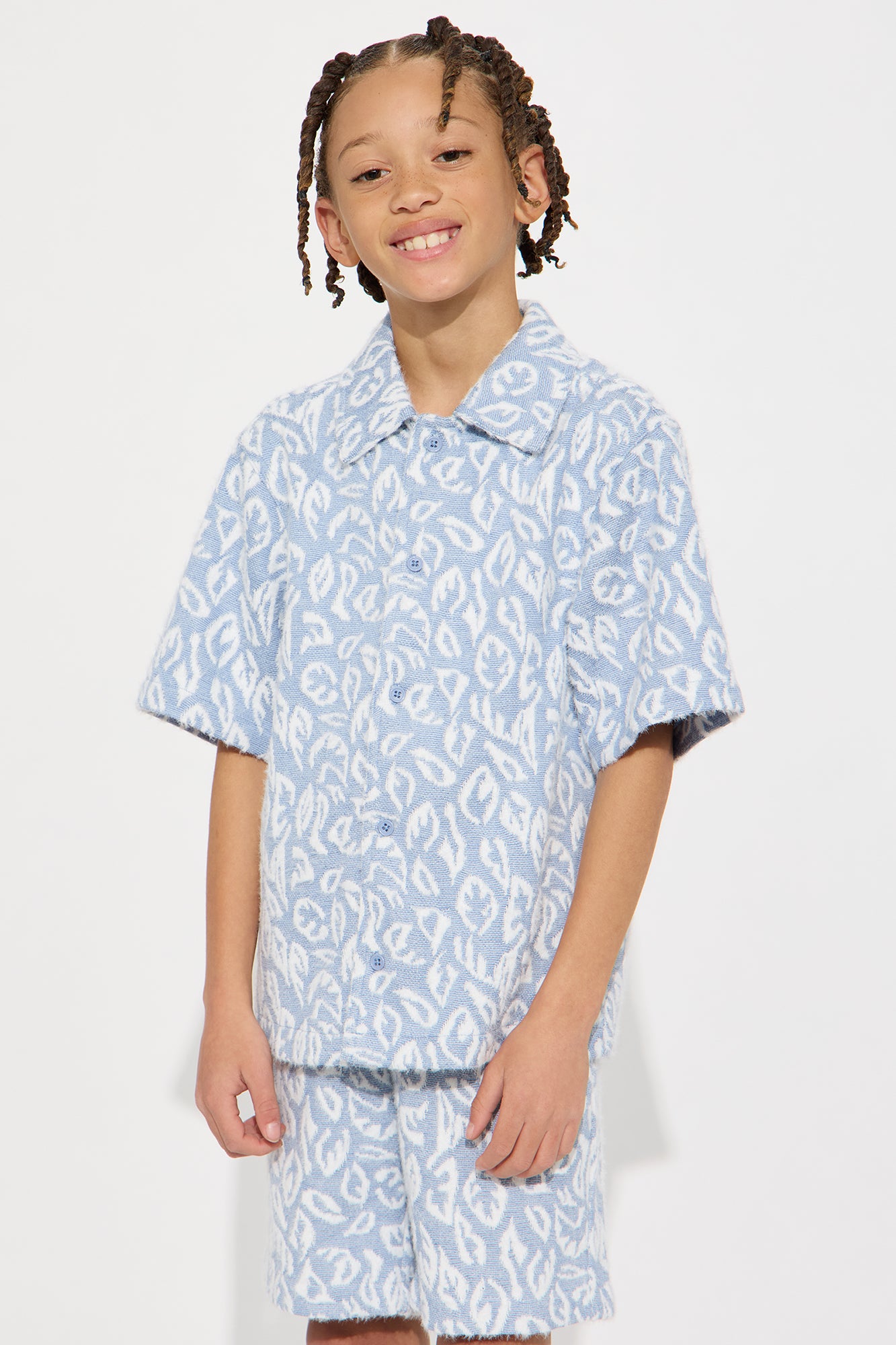 Mini Jacquard Foliage Short Sleeve Shirt