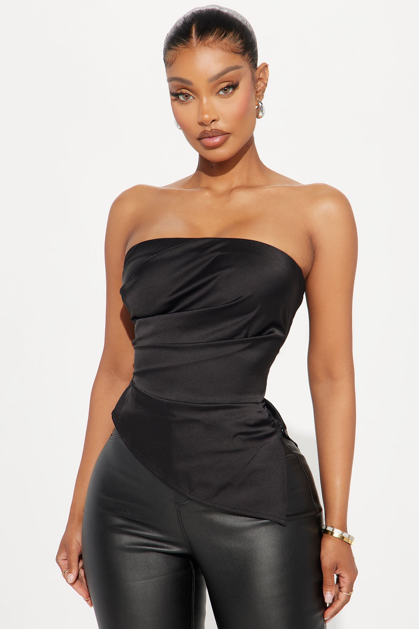 Valerie Asymmetrical Satin Top