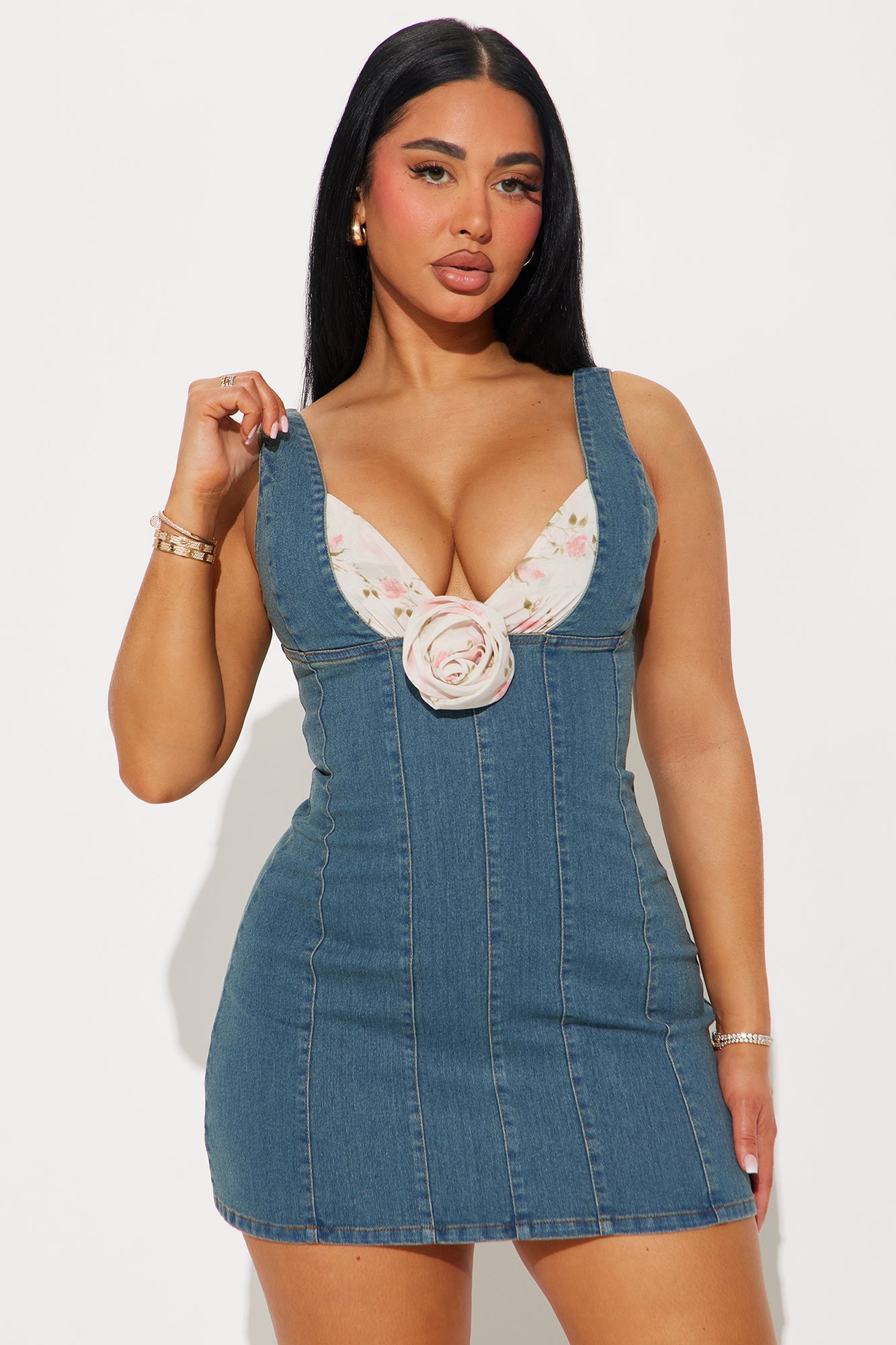 Bloom Within Denim Mini Dress