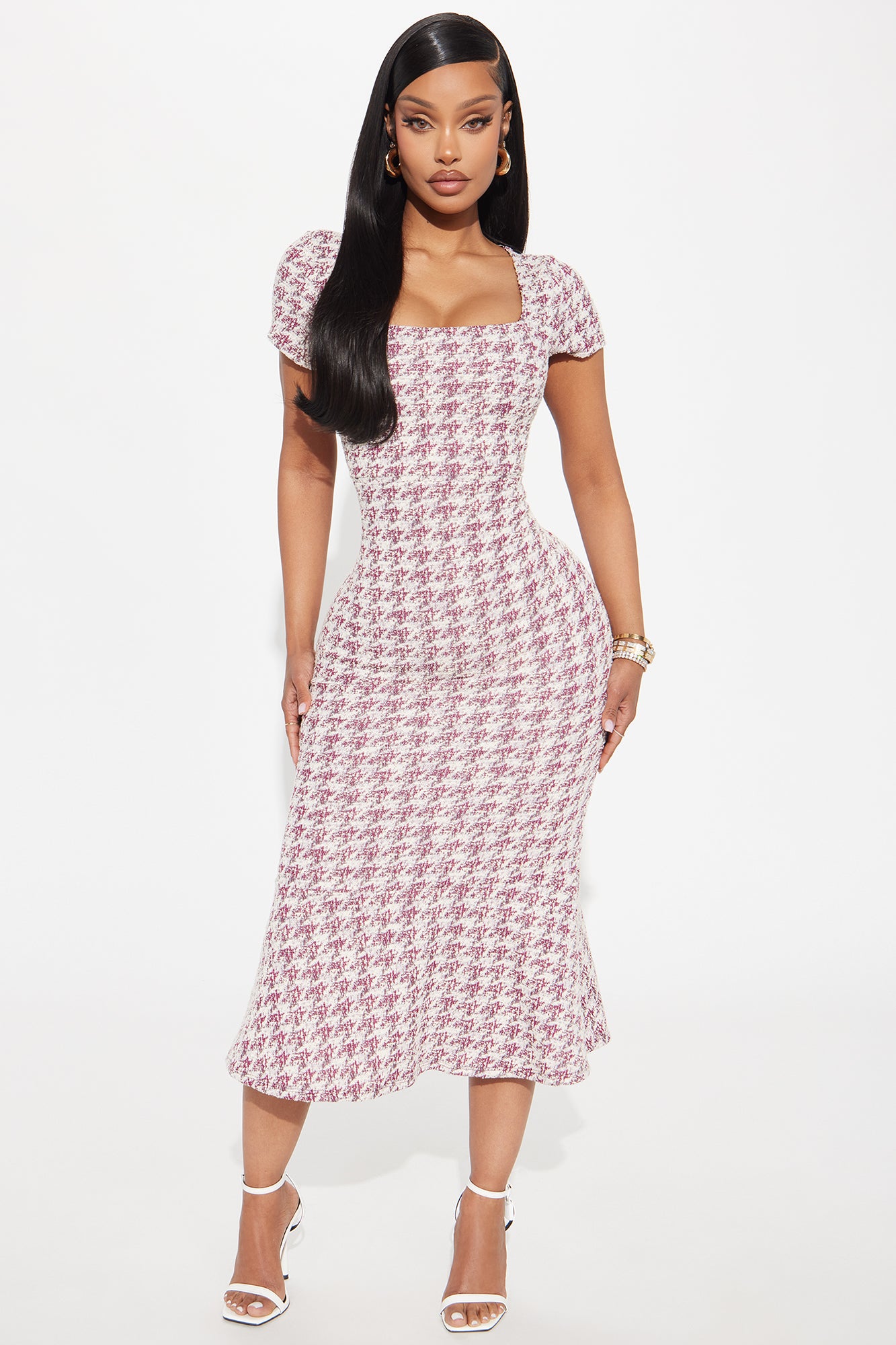 Margot Stretch Tweed Midi Dress