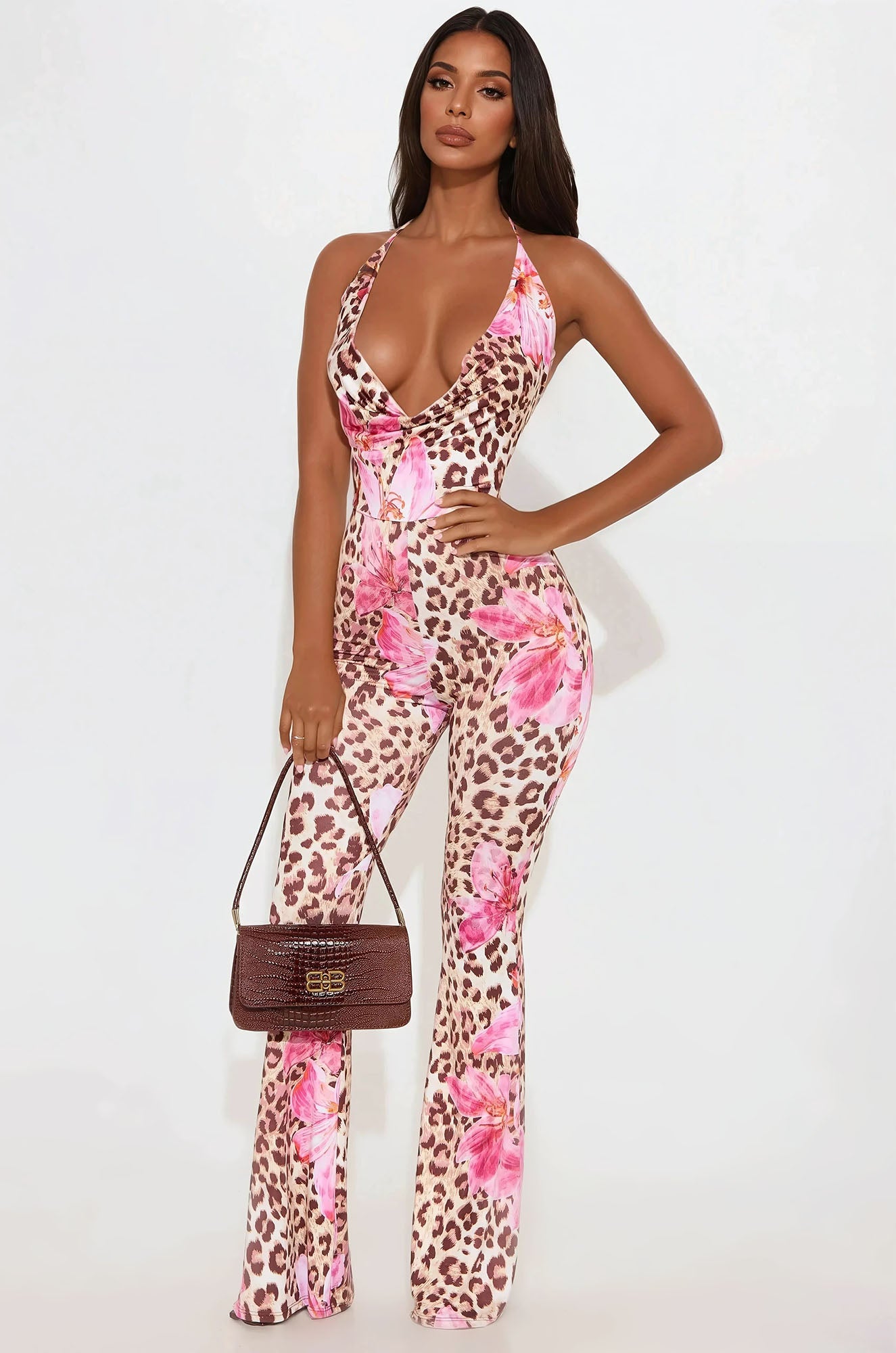 Wild Tropics Backless Jumpsuit