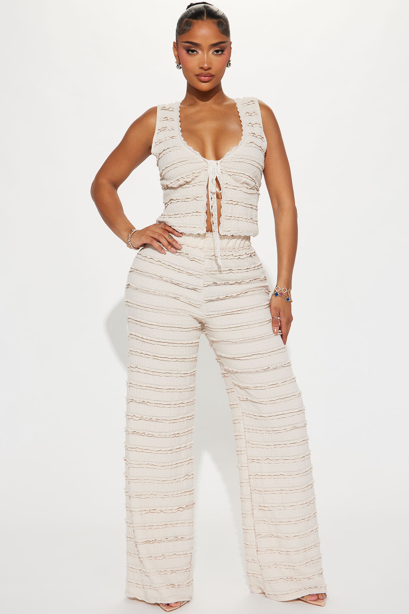 Sweet Embrace Ruffle Textured Pant Set