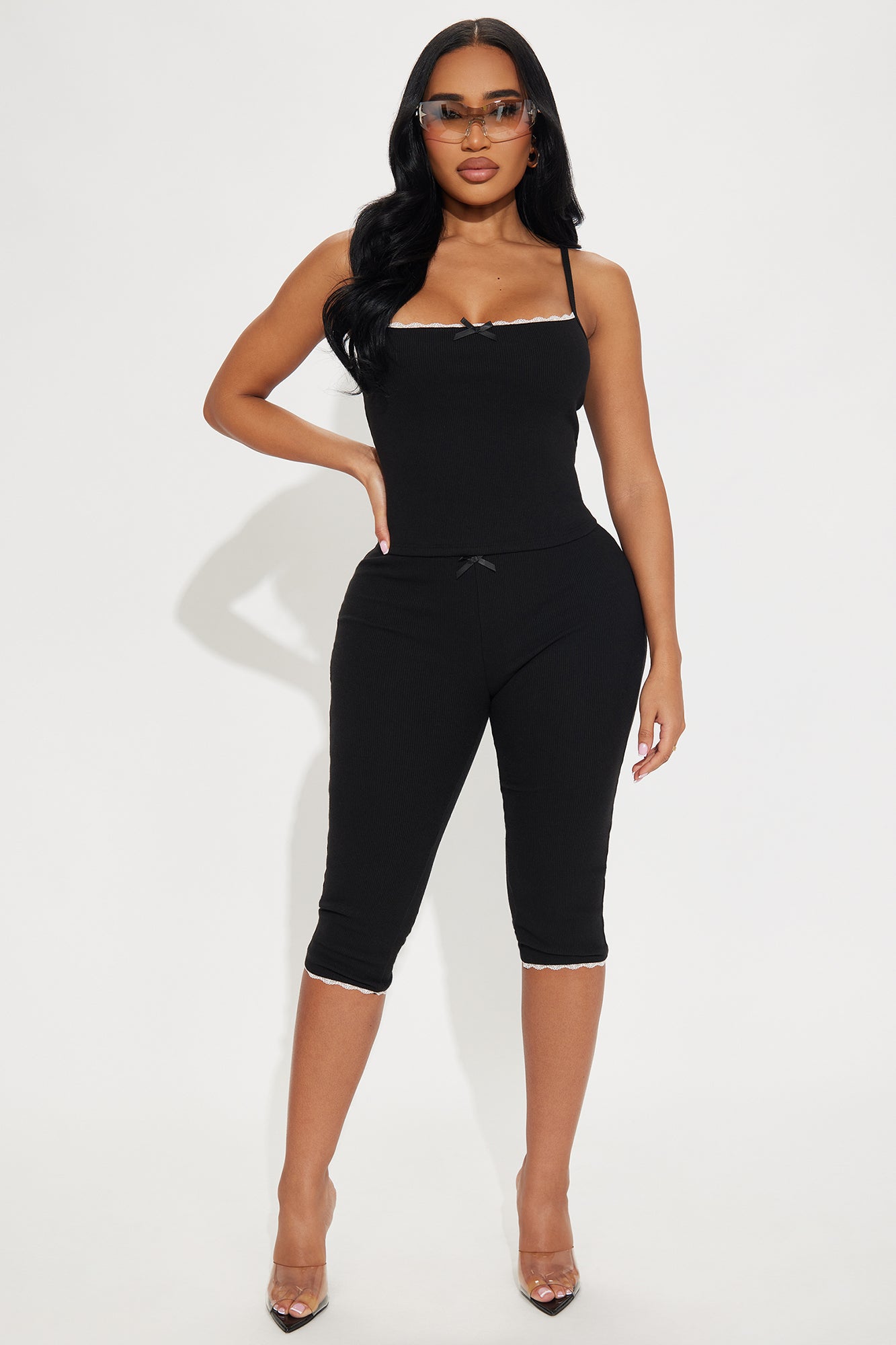 Arabella Lace Trim Capri Pant Set