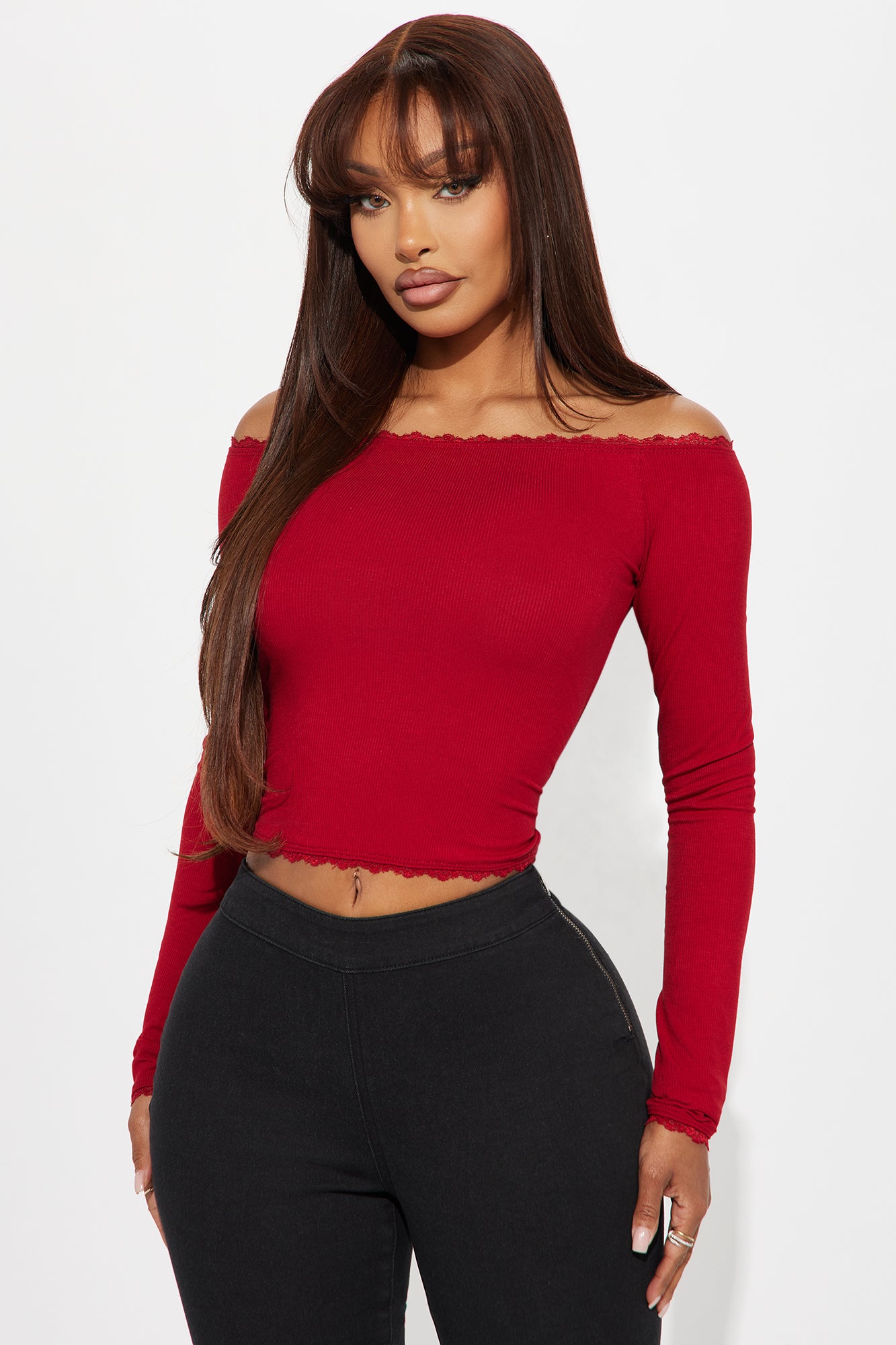 Lia Off Shoulder Lace Trim Top