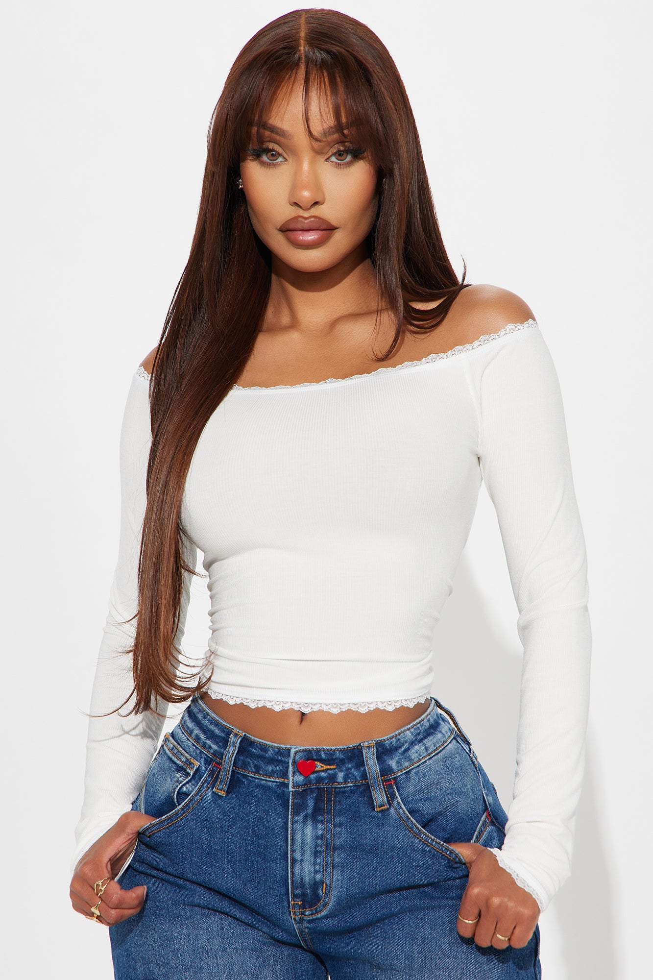 Lia Off Shoulder Lace Trim Top