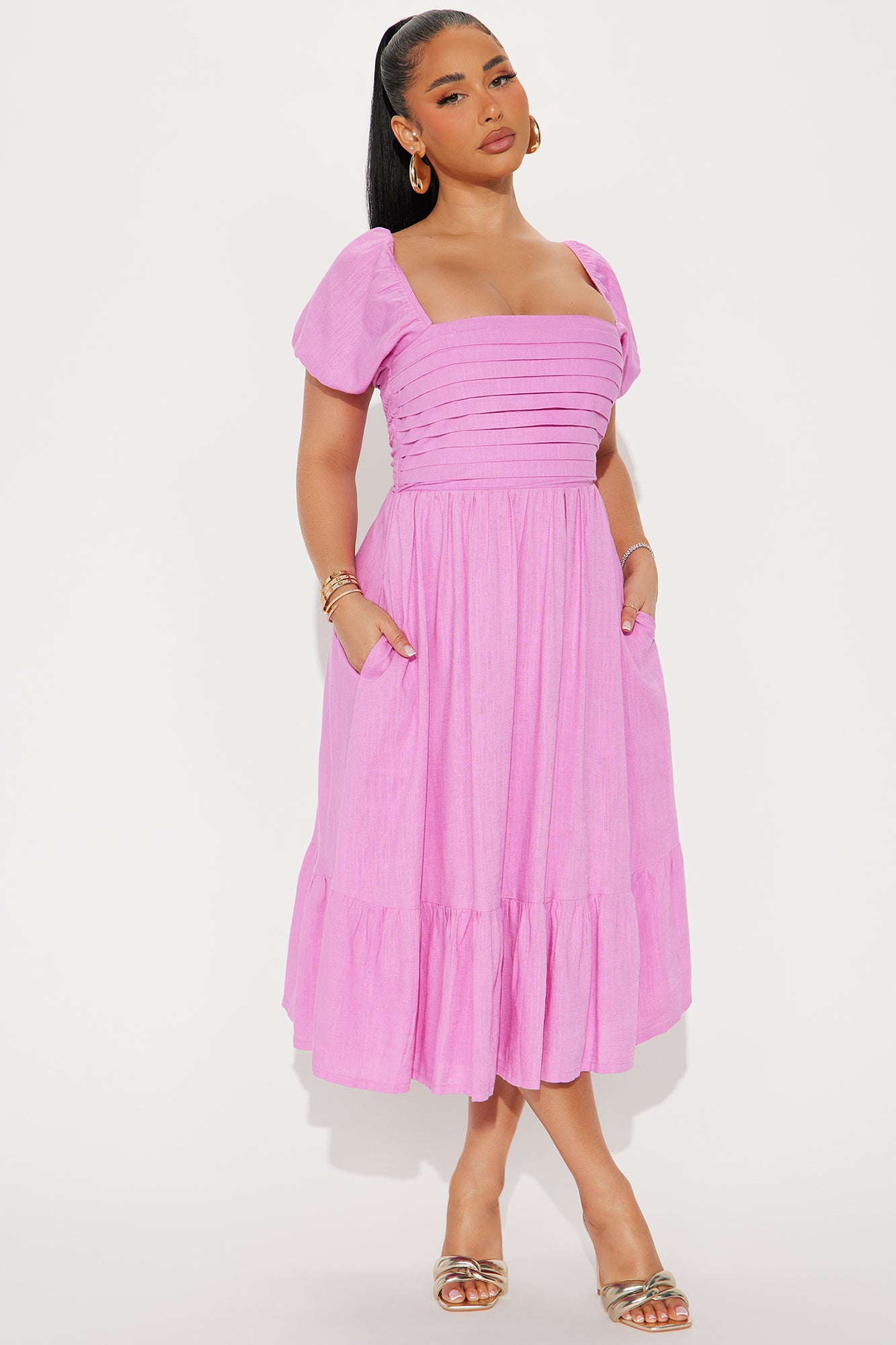 Evie Puff Sleeve Midi Dress