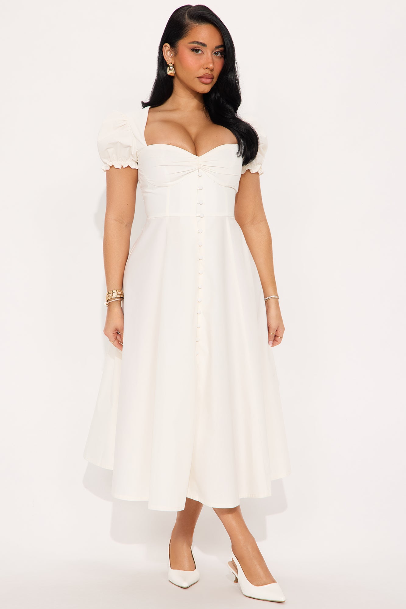 Joel Puff Sleeve Midi Dress