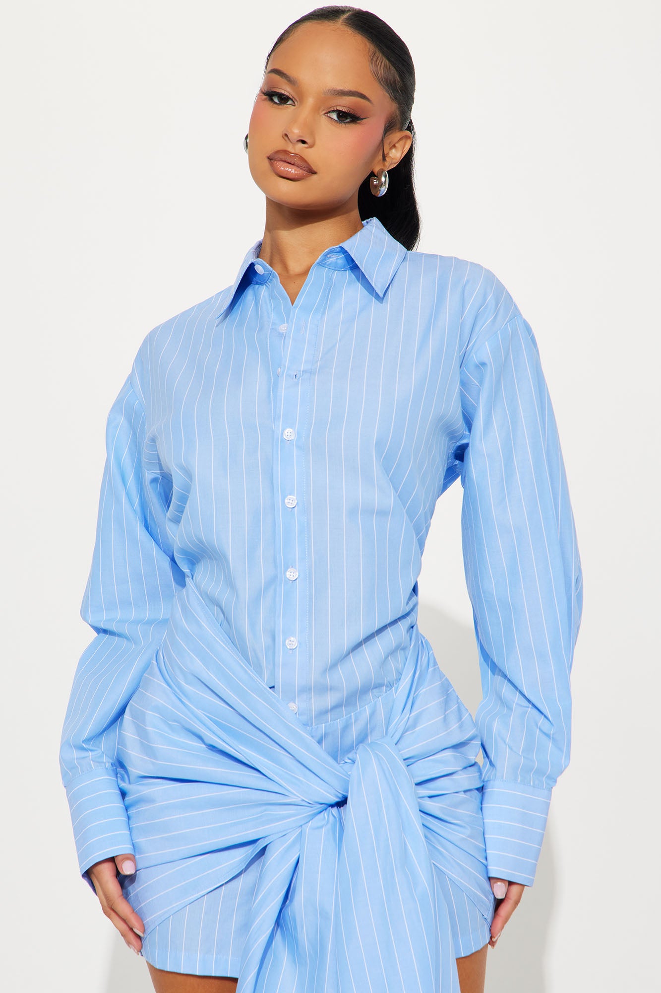 Executive Slay Pinstripe Mini Dress