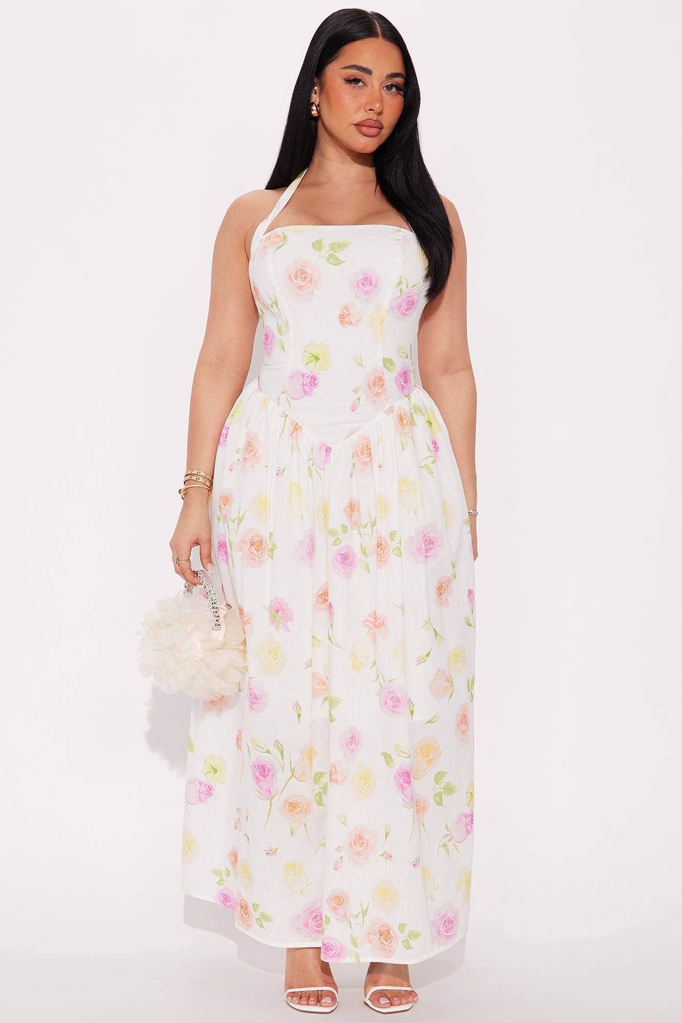 Adelia Floral Halter Midi Dress