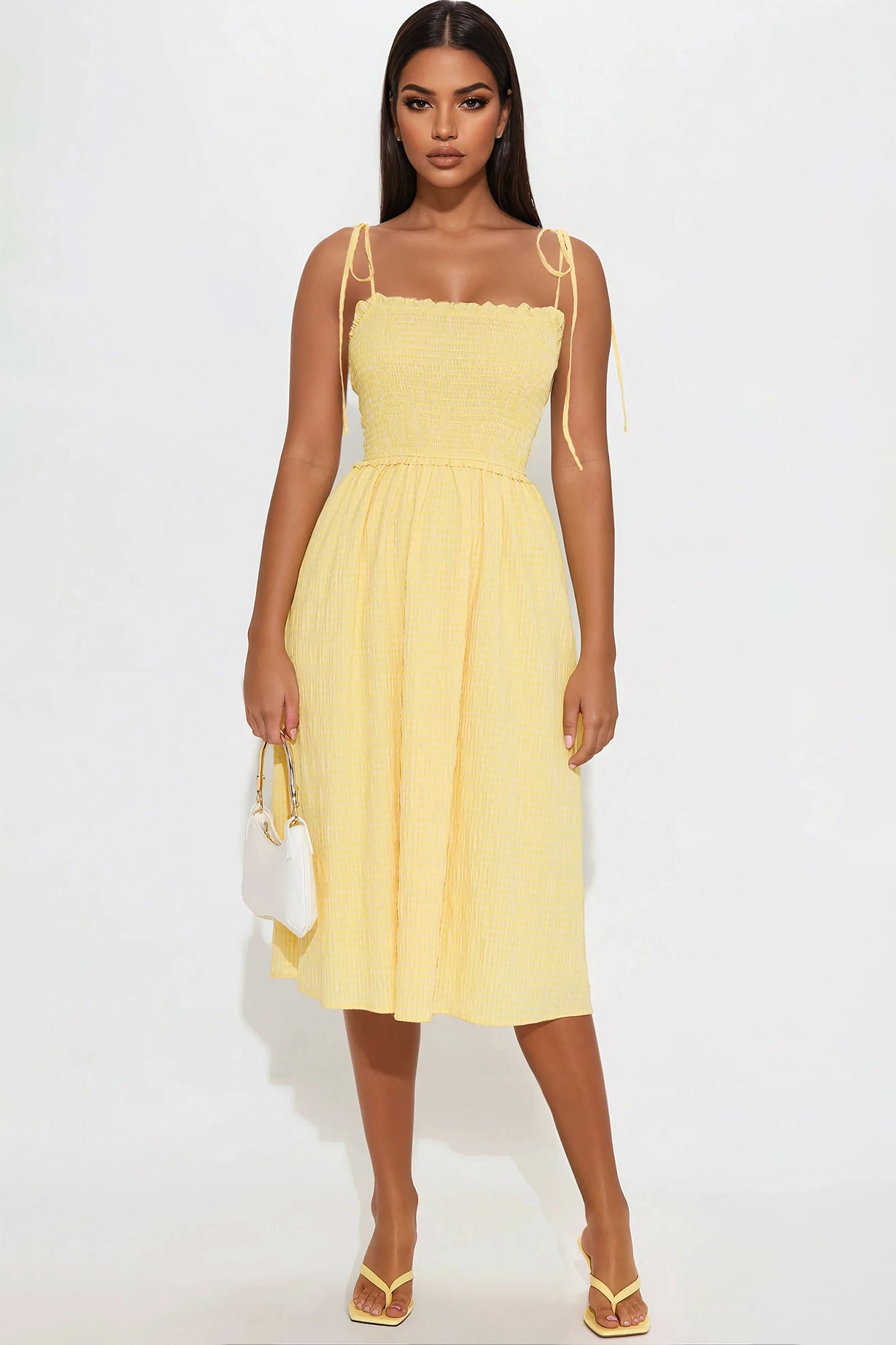 Sun Beam Smocked Midi Dress