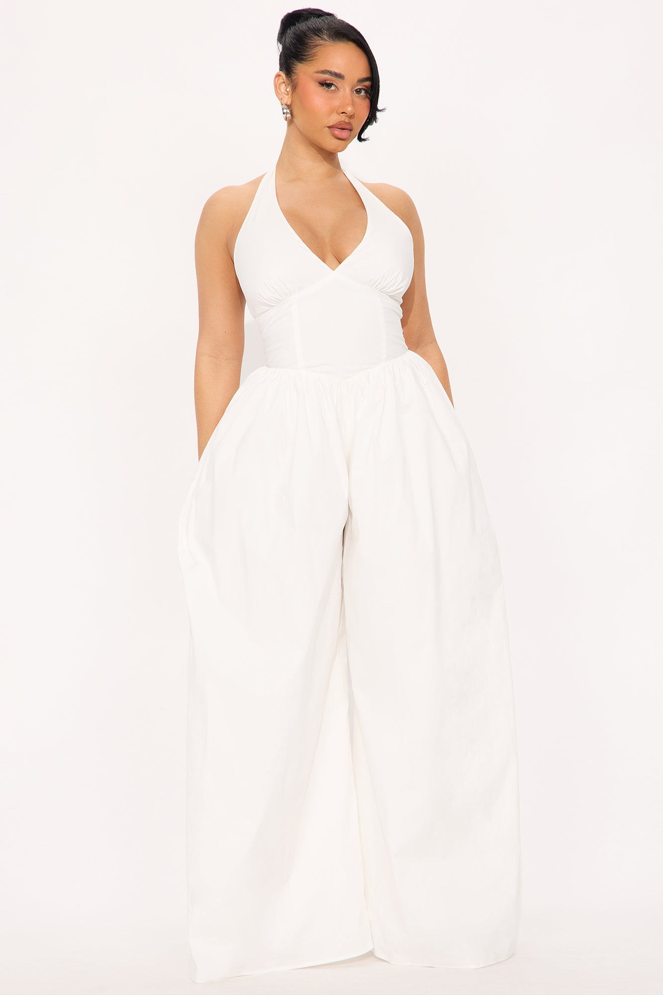 Lighter Than Air Poplin Halter Jumpsuit