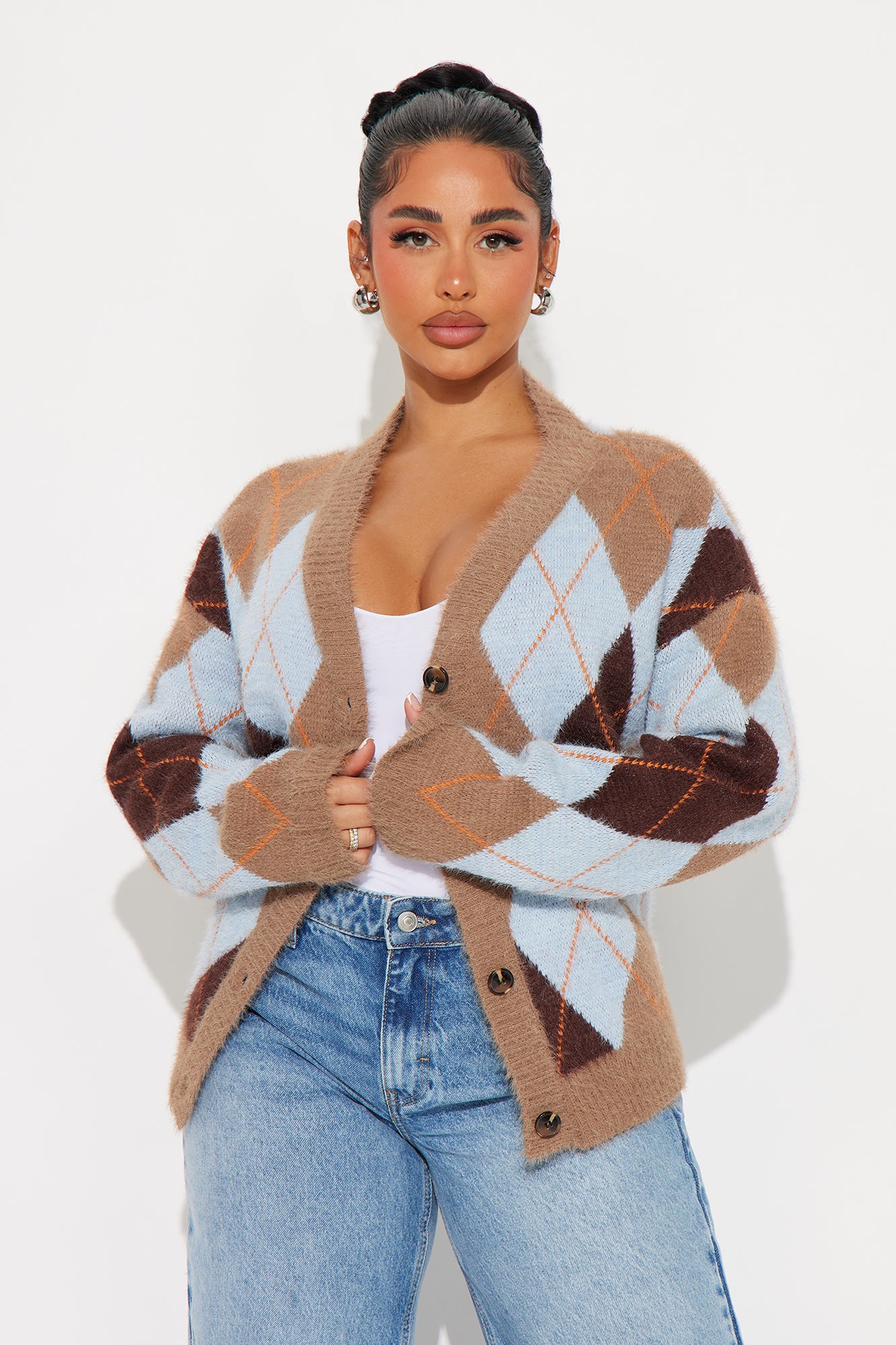 Preppy Girl Argyle Cardigan