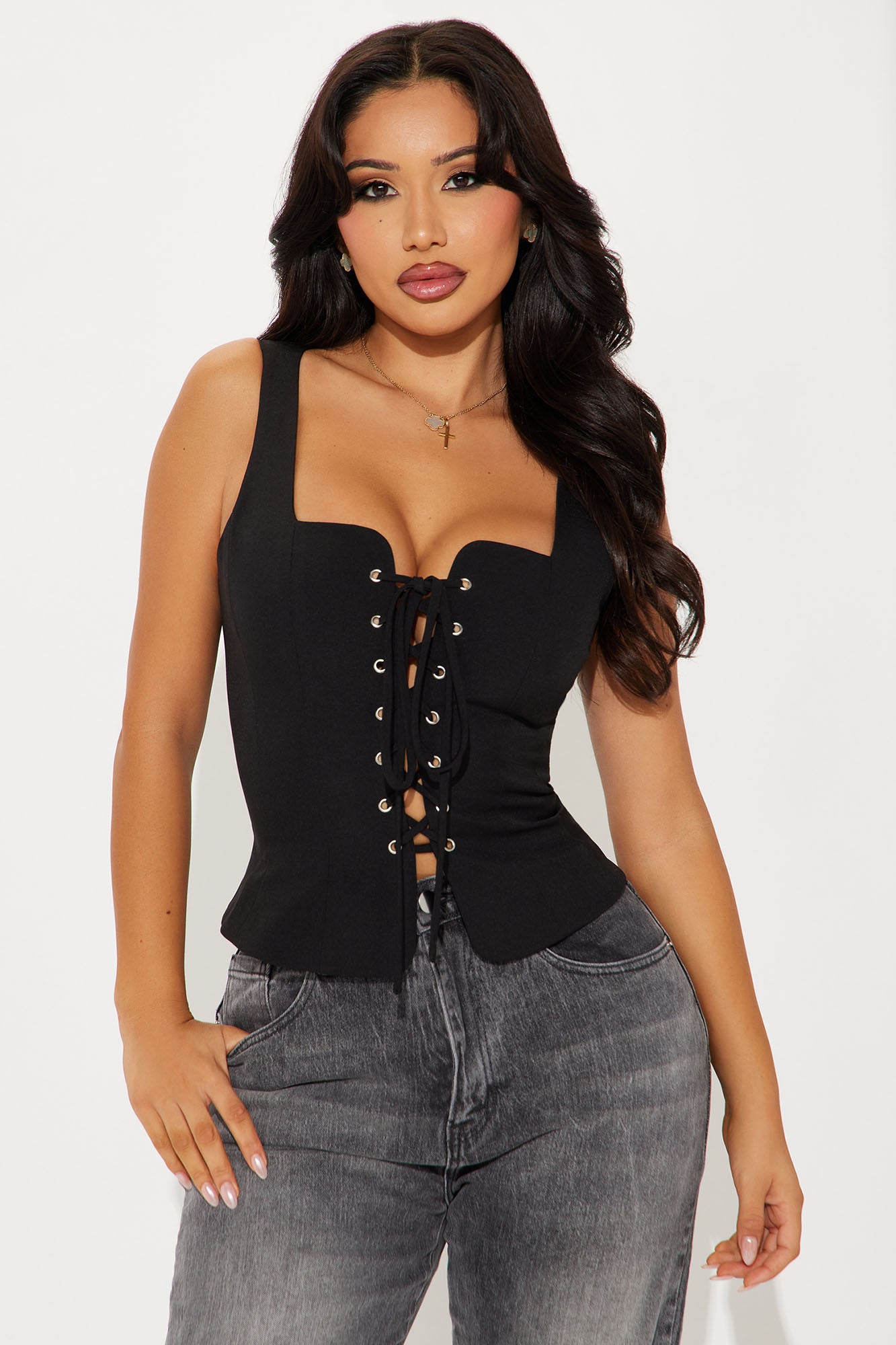 Topic Of Conversation Lace Up Top