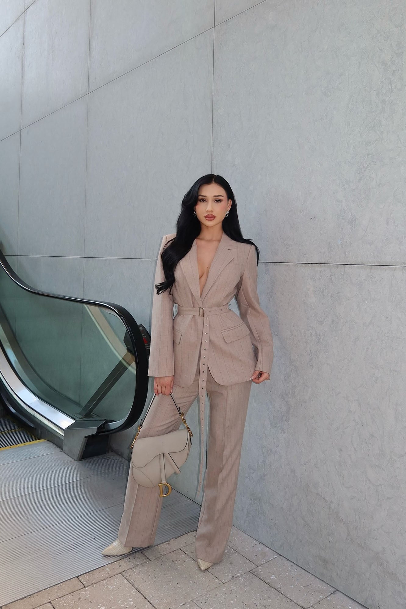 Officially Here Blazer Pinstripe Pant Set