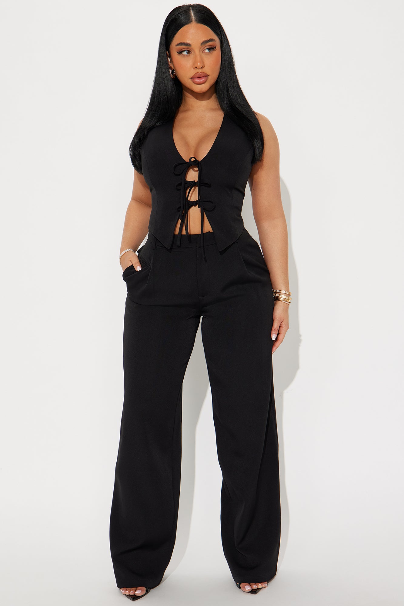Sasha Tie Front Vest Pant Set