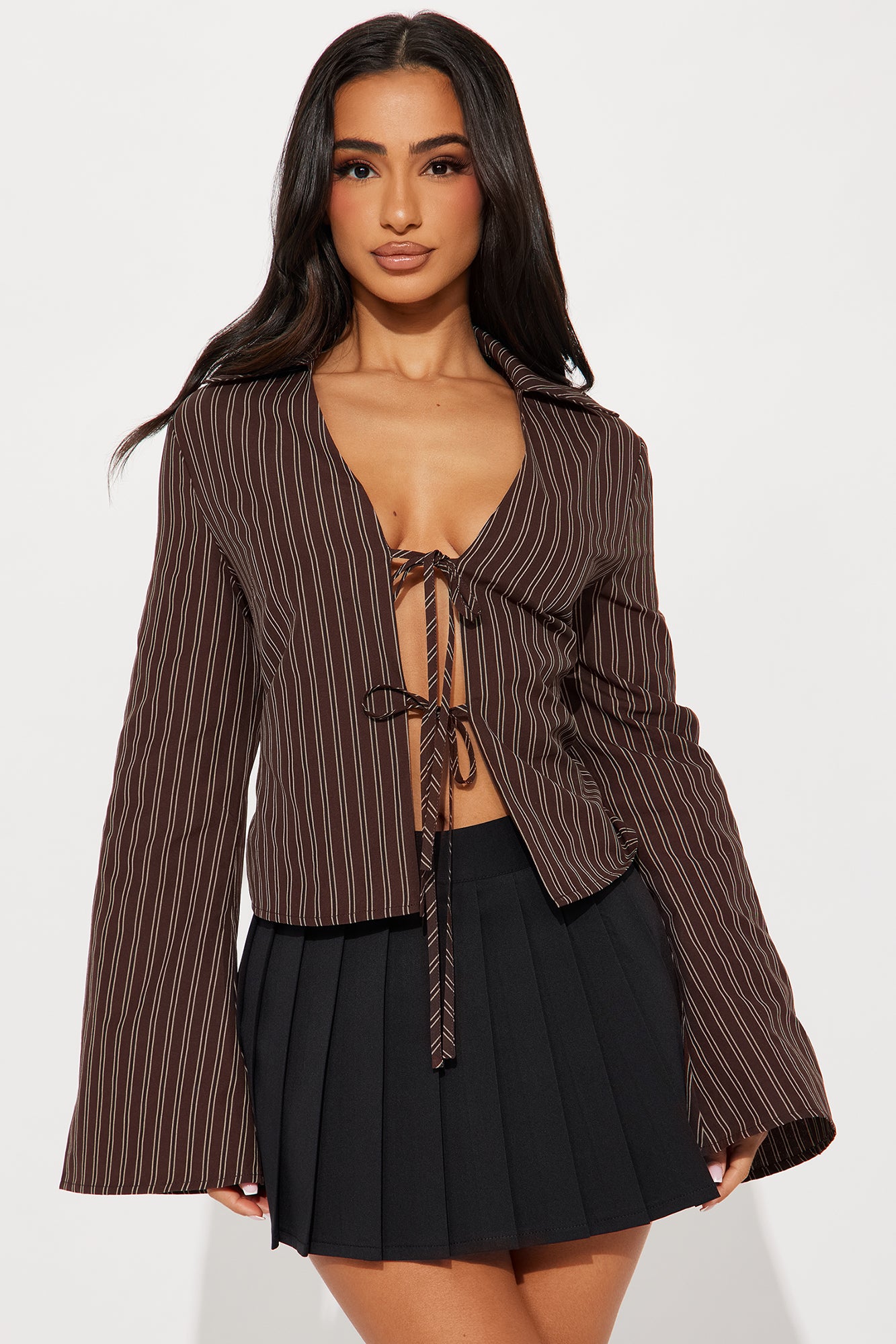 Chrisley Striped Tie Front Top