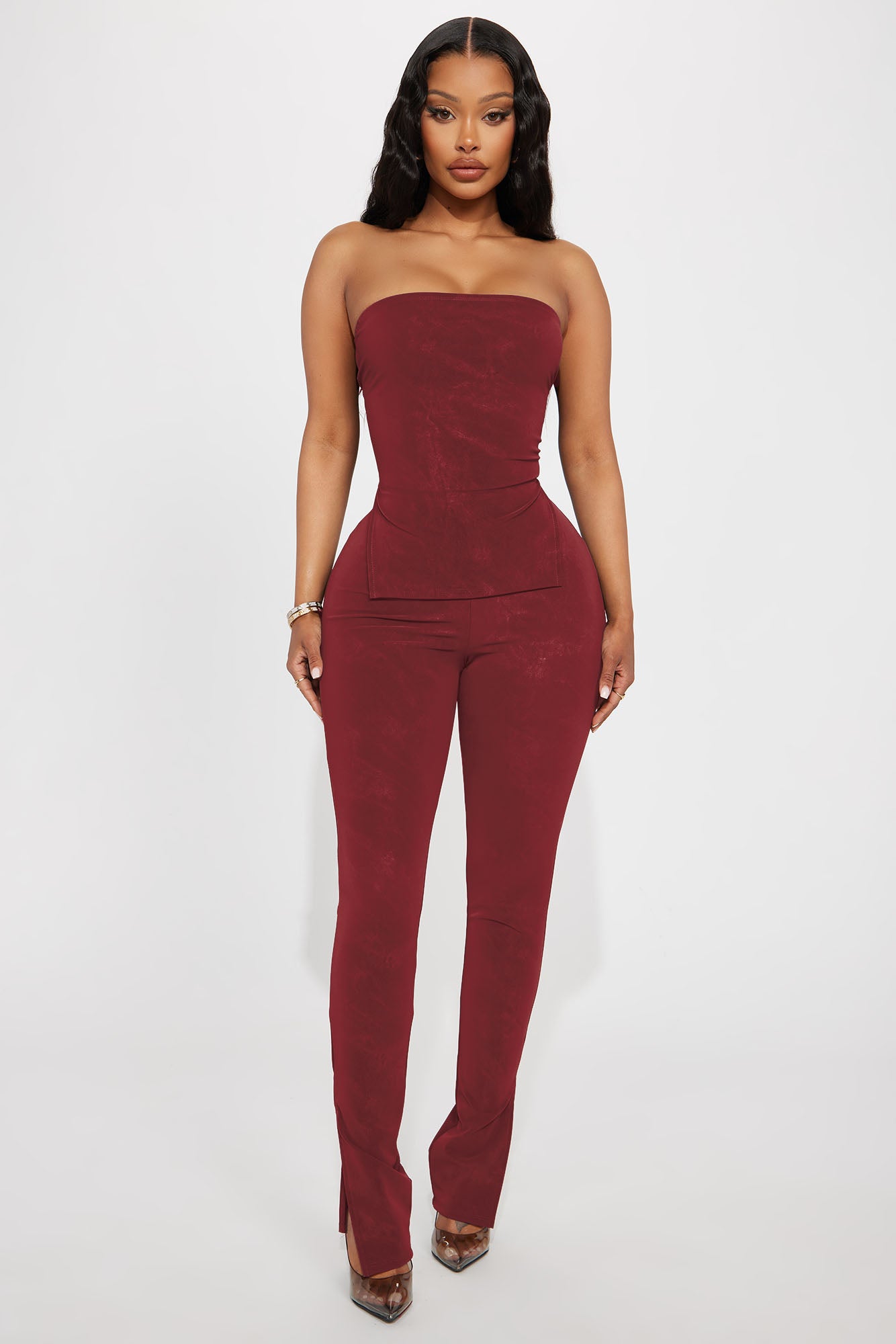 Anna Faux Leather Pant Set